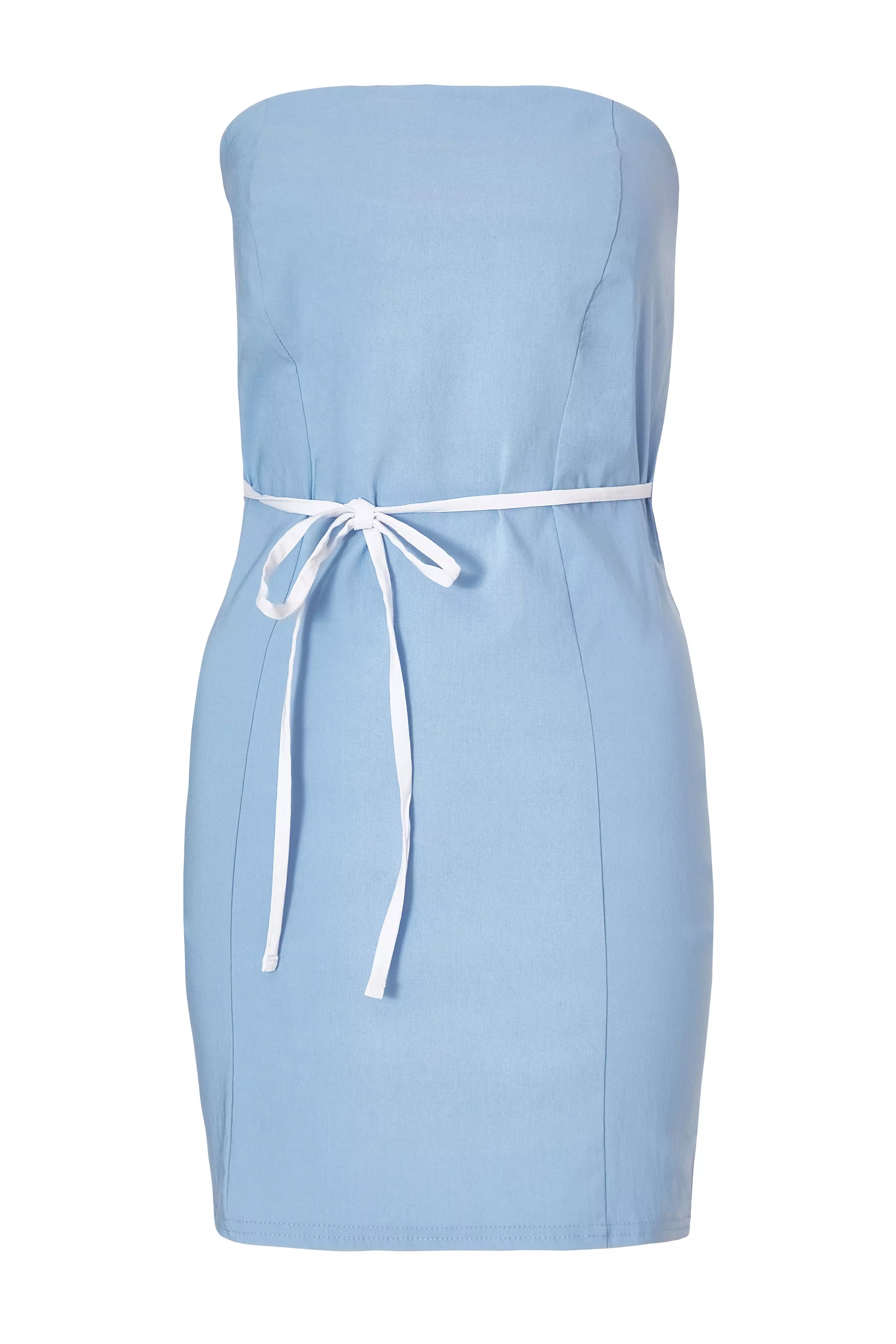 Blue Bow Detail Mini Dress