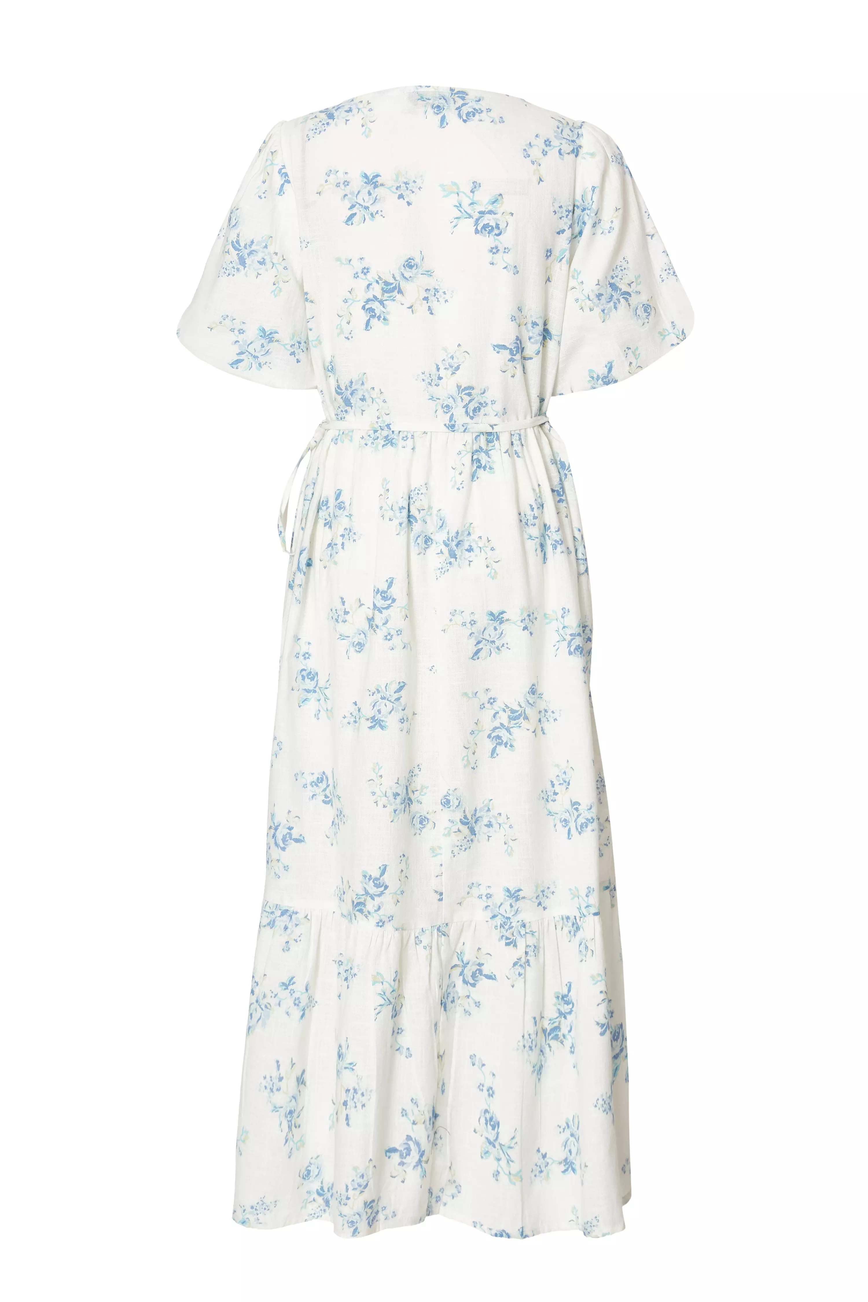 White Floral Wrap Midaxi Dress