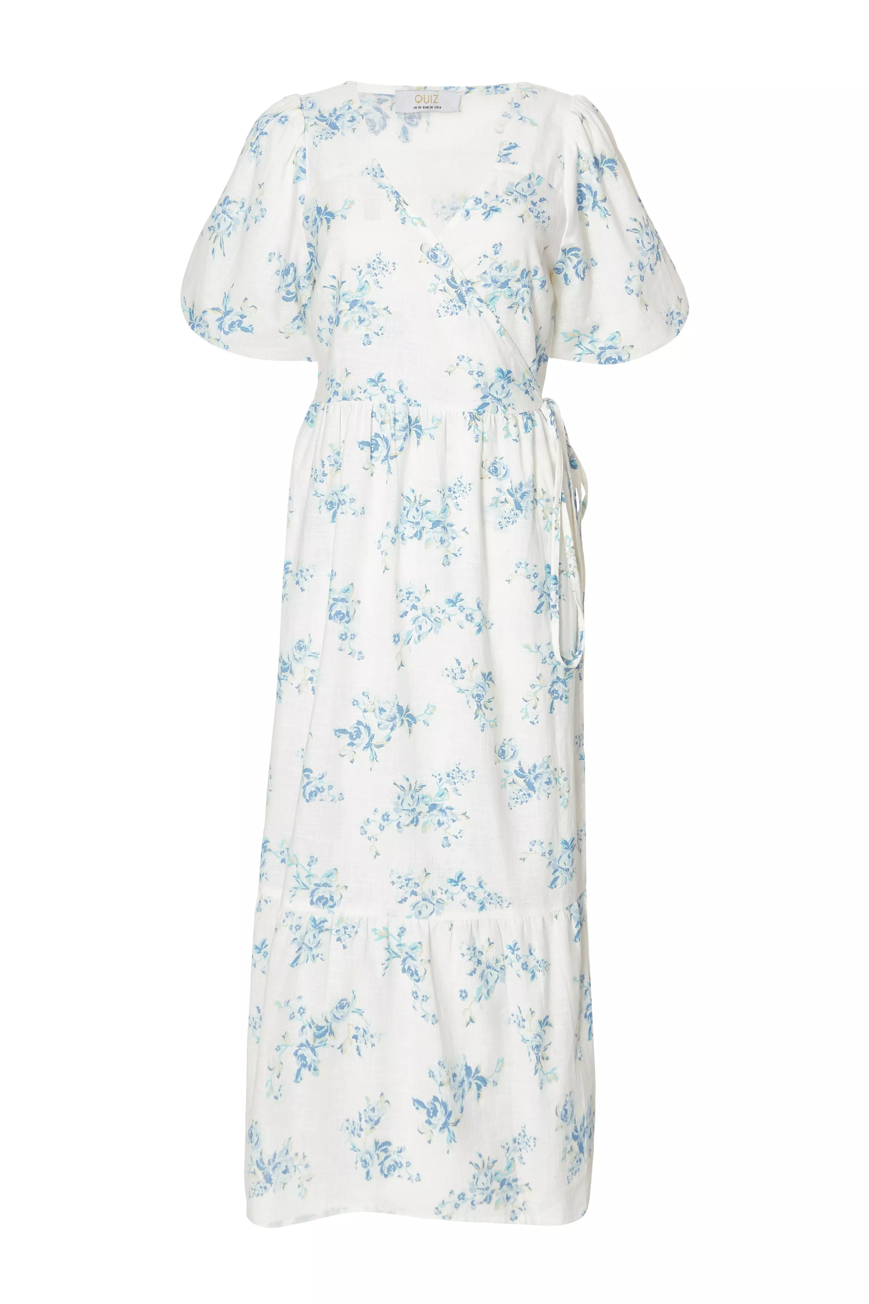 White Floral Wrap Midaxi Dress