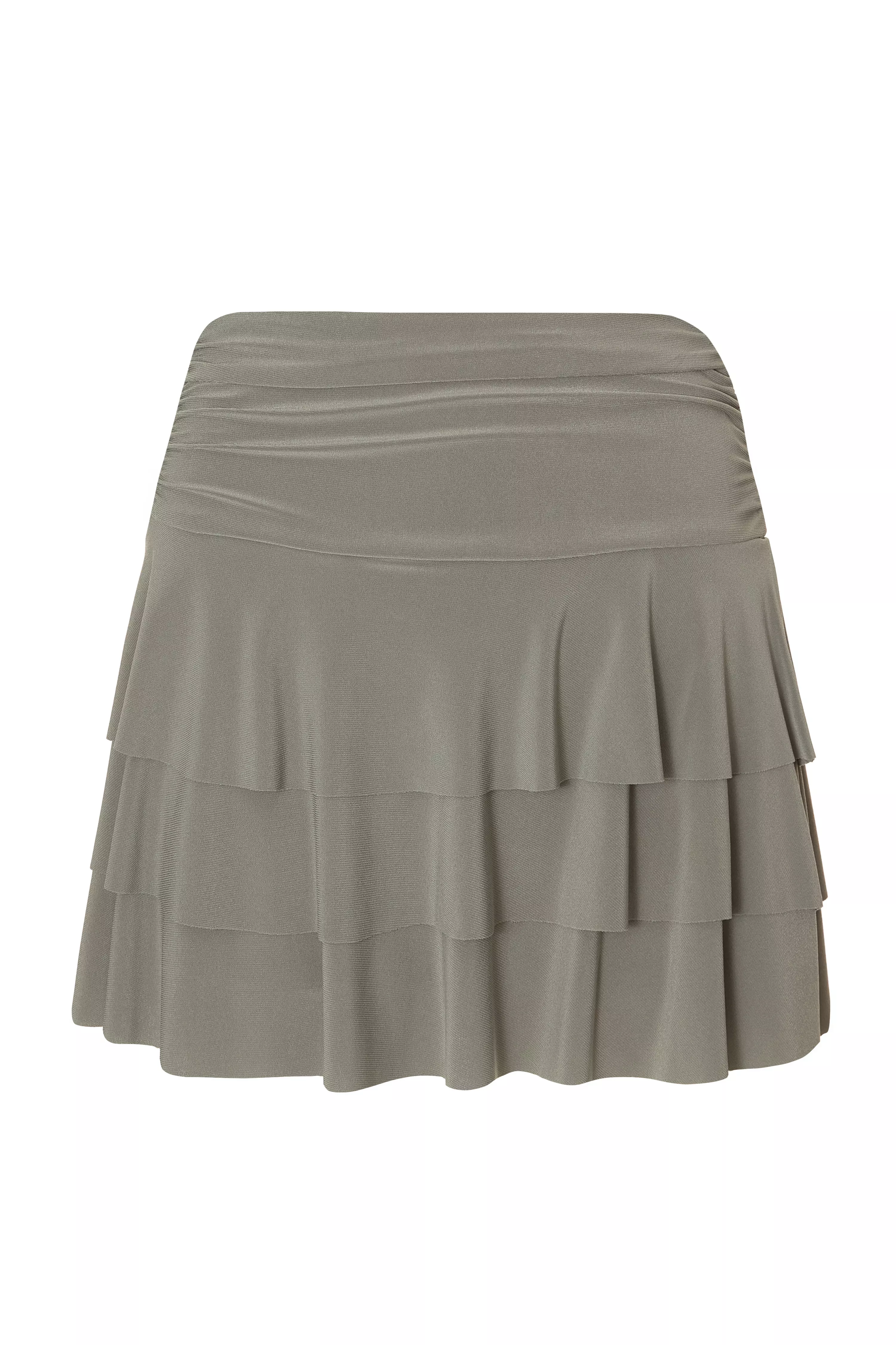 Khaki Ruffle Hem Skort