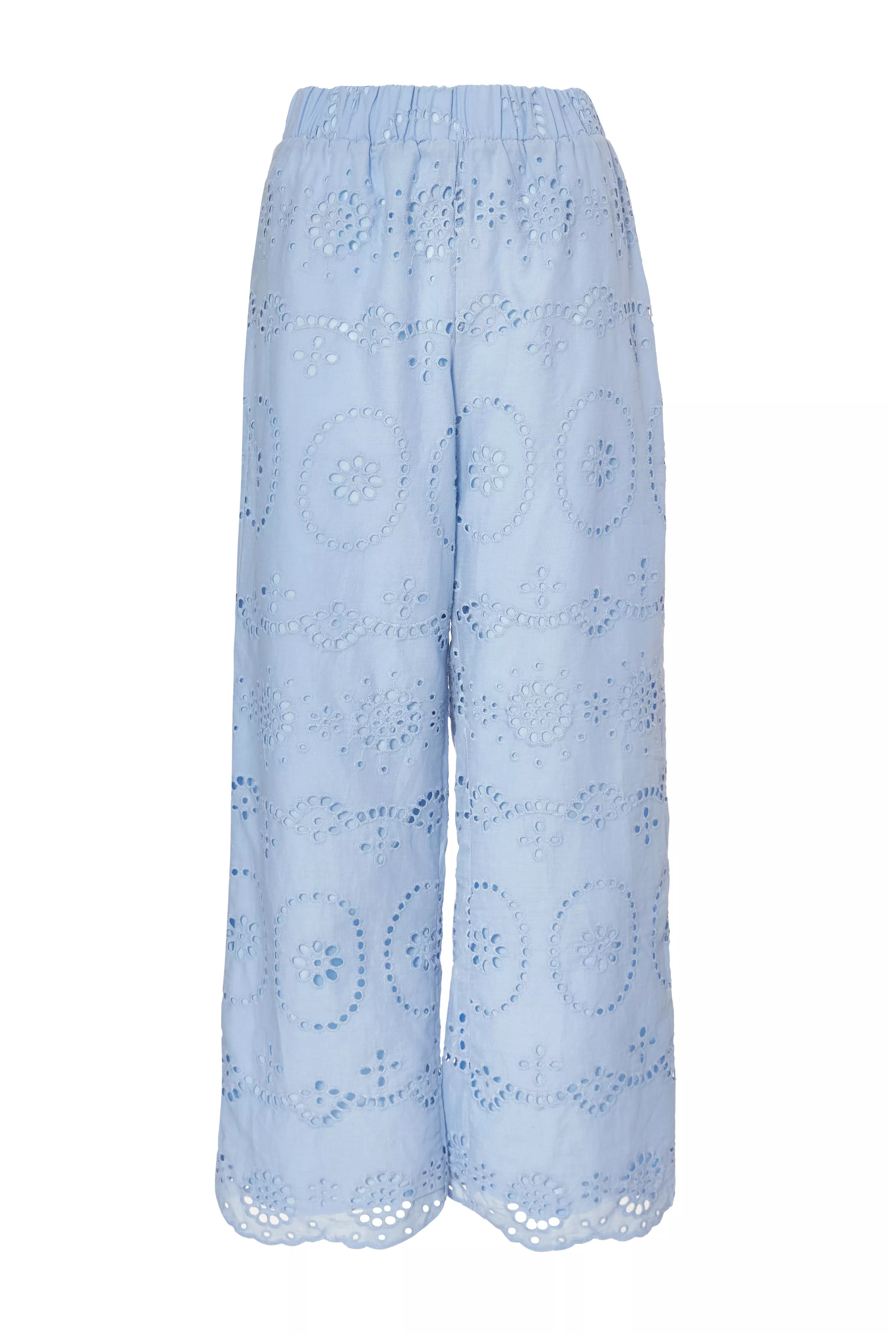 Pale Blue Embroidered Trousers