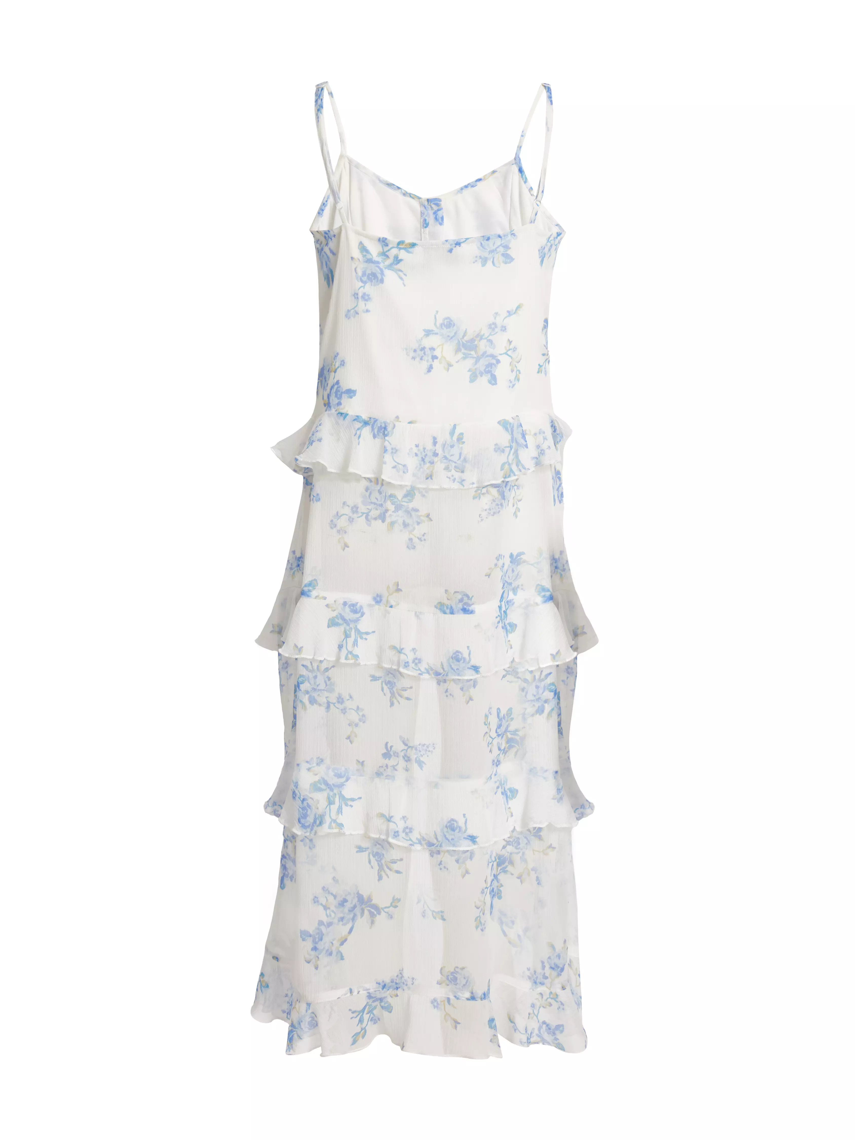 White Floral Long Ruffle Top