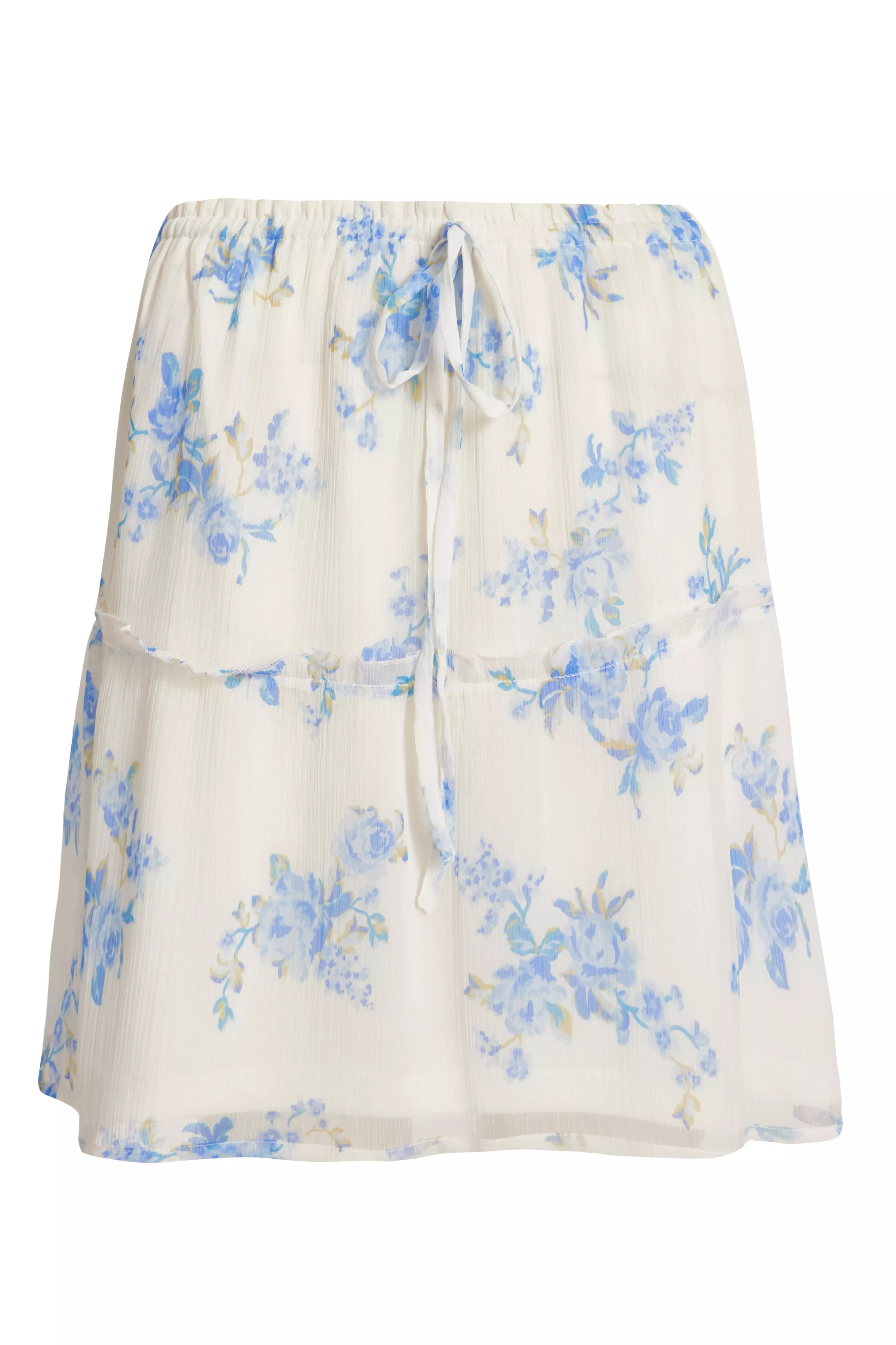 White Floral Mini Skirt