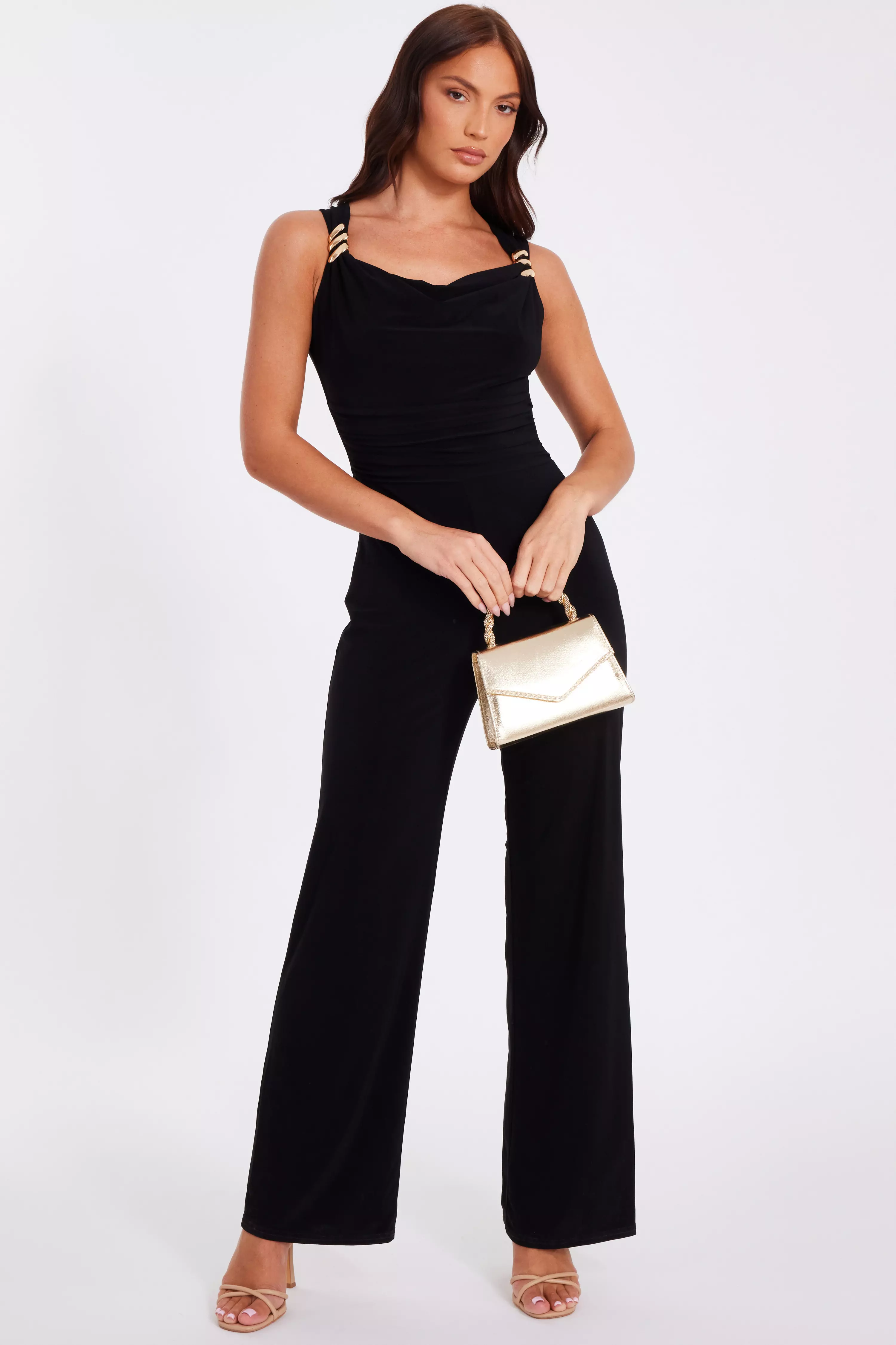 Black Buckle Detail Jumpsuit