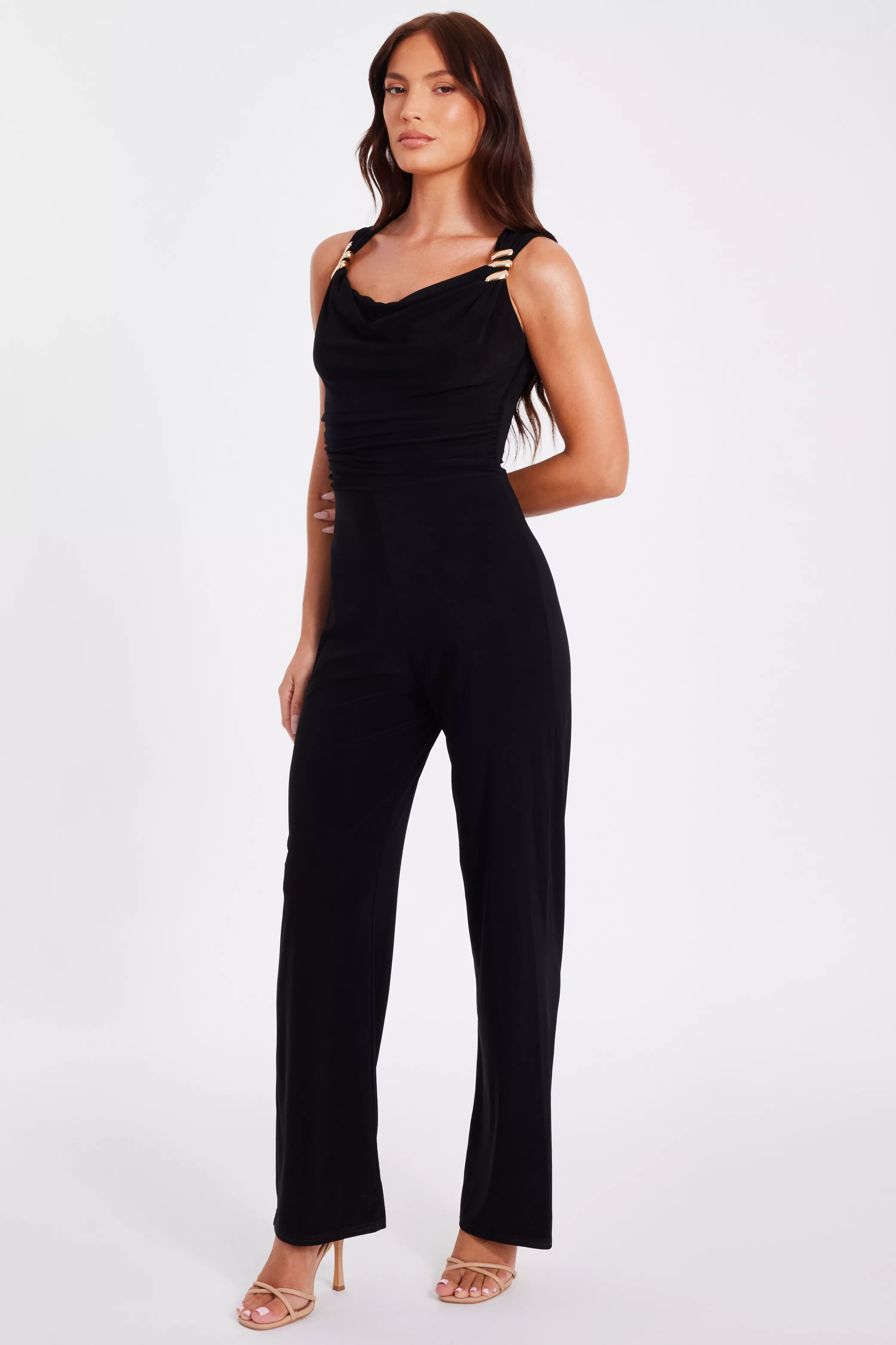 Black Buckle Detail Jumpsuit