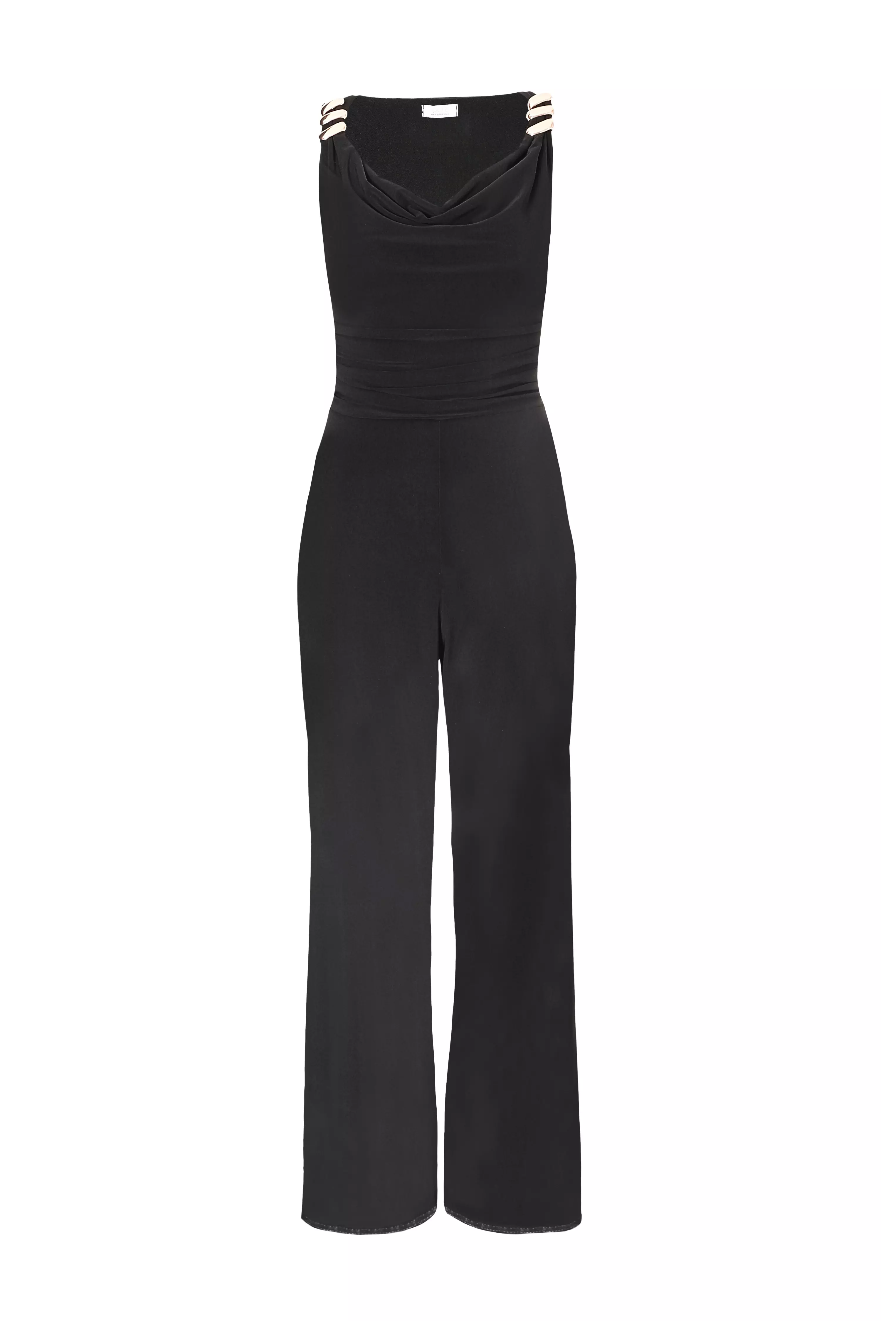 Black Buckle Detail Jumpsuit