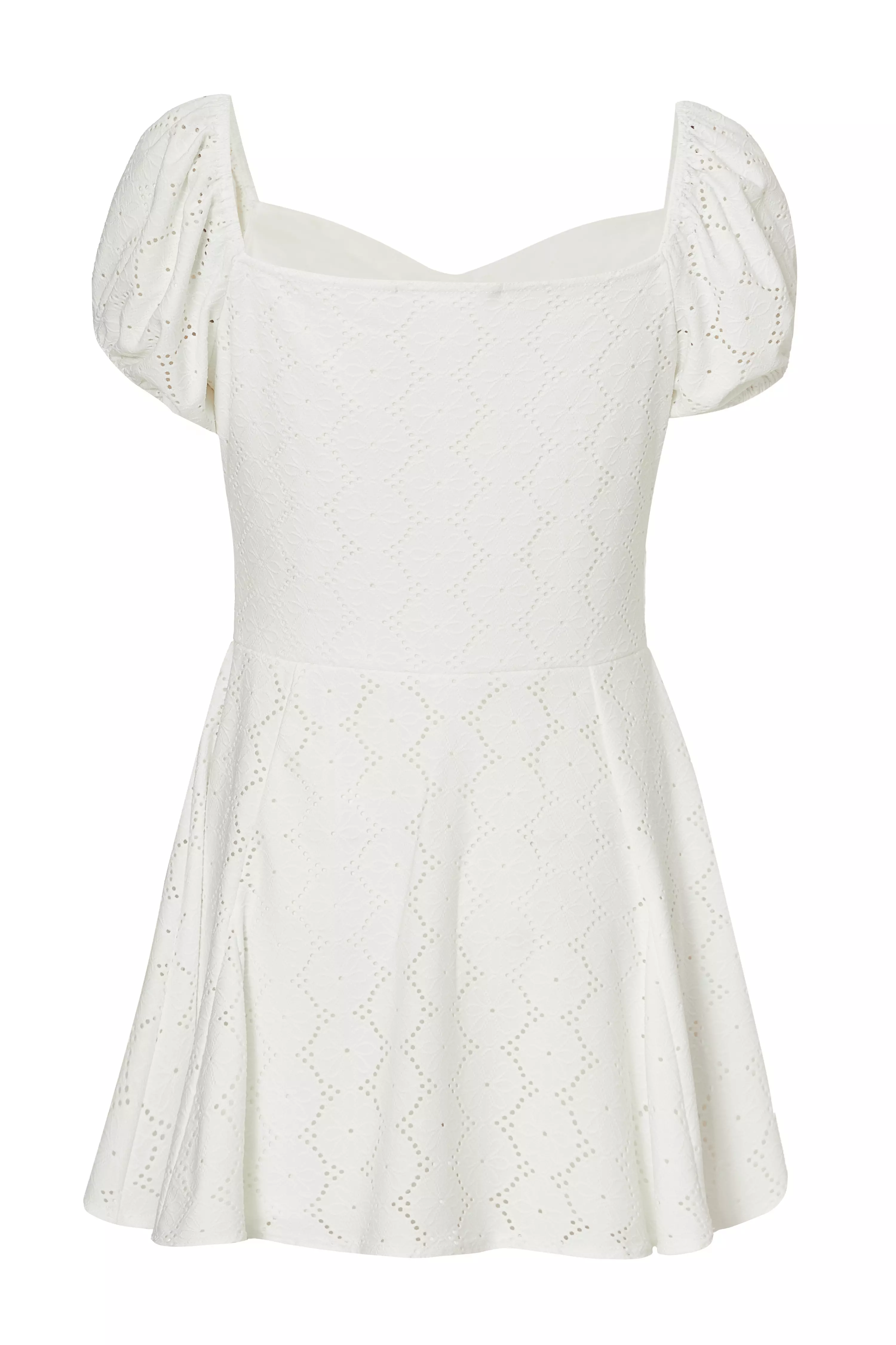 White Embroidered Milkmaid Playsuit
