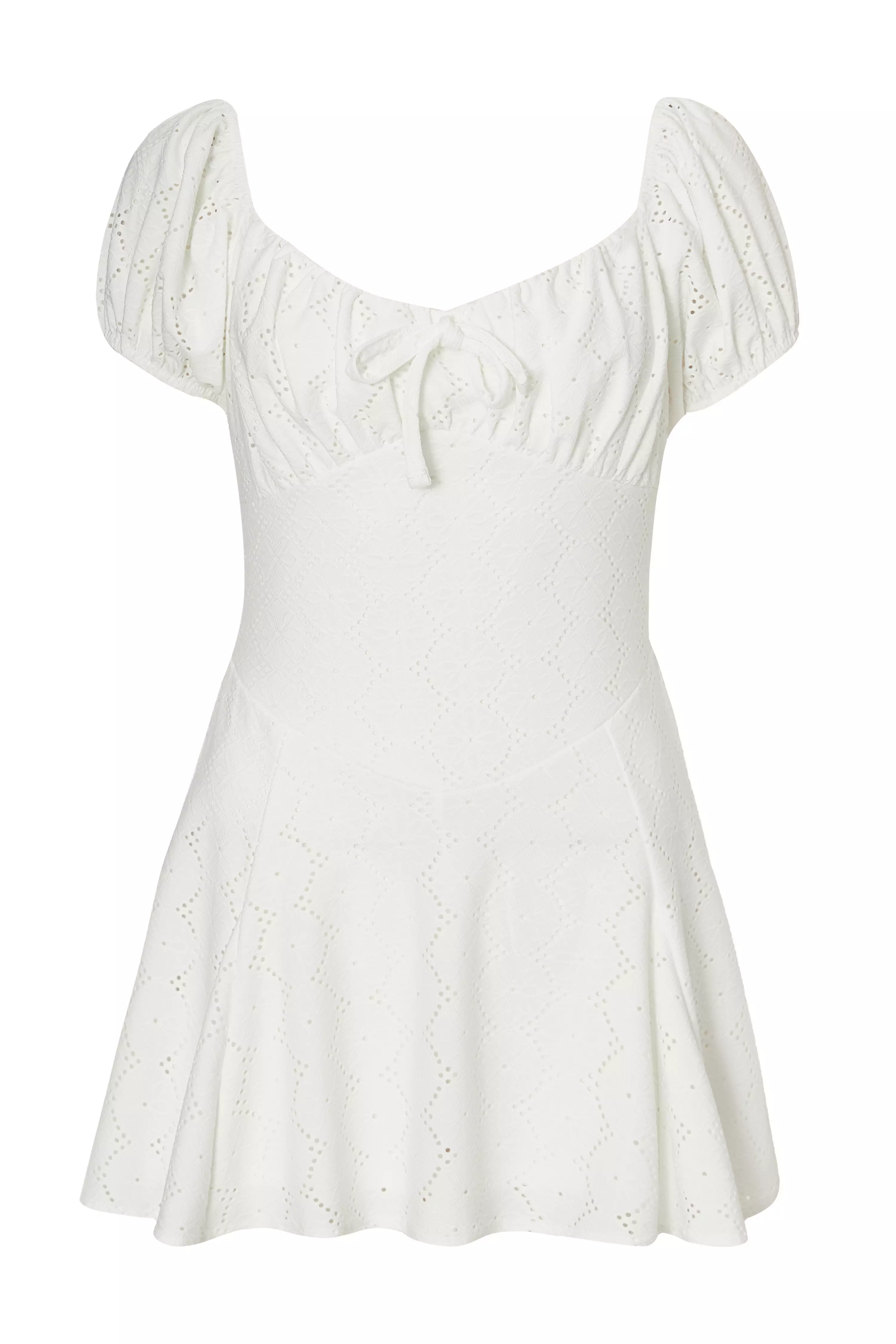 White Embroidered Milkmaid Playsuit