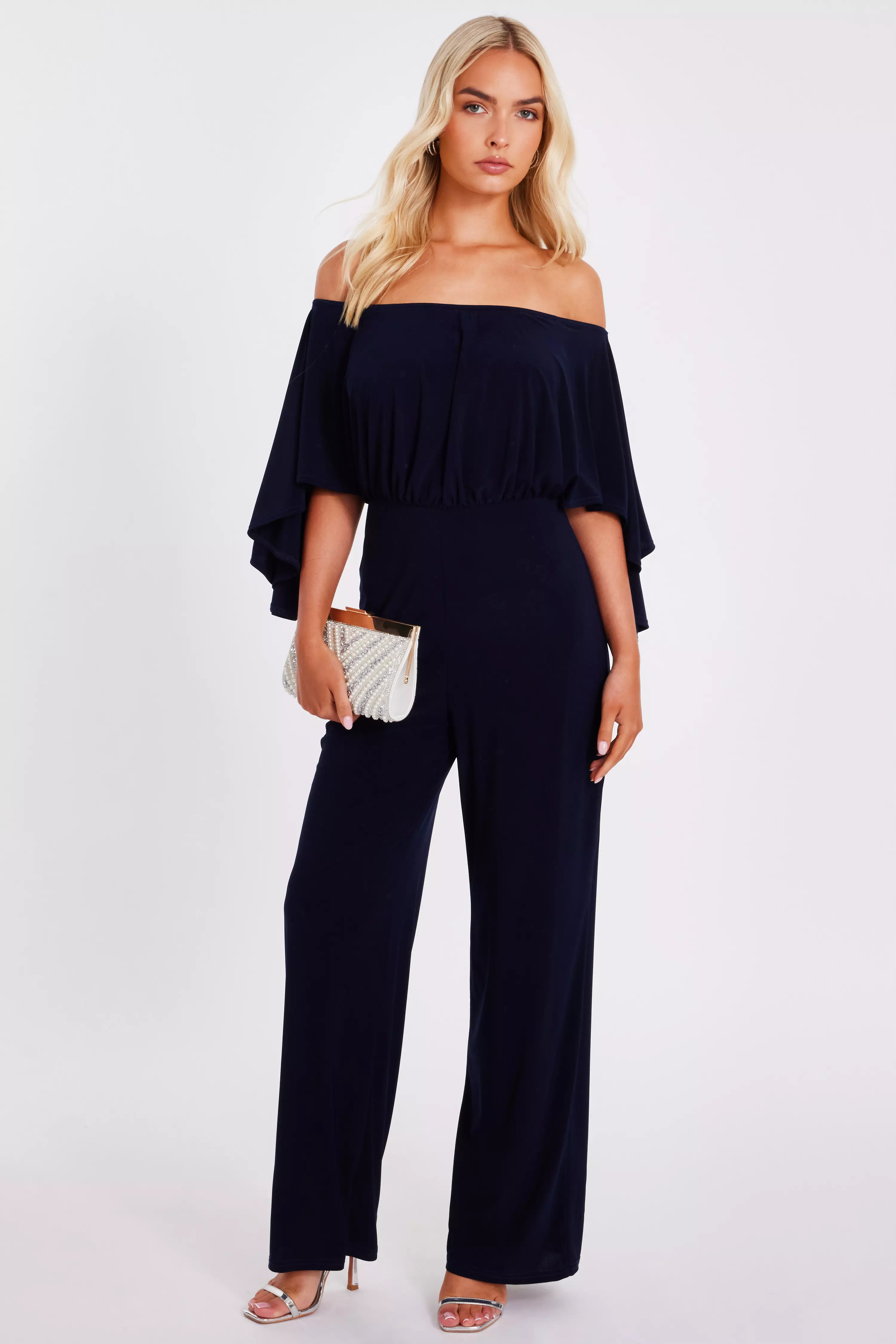 Navy Bardot Jumpsuit