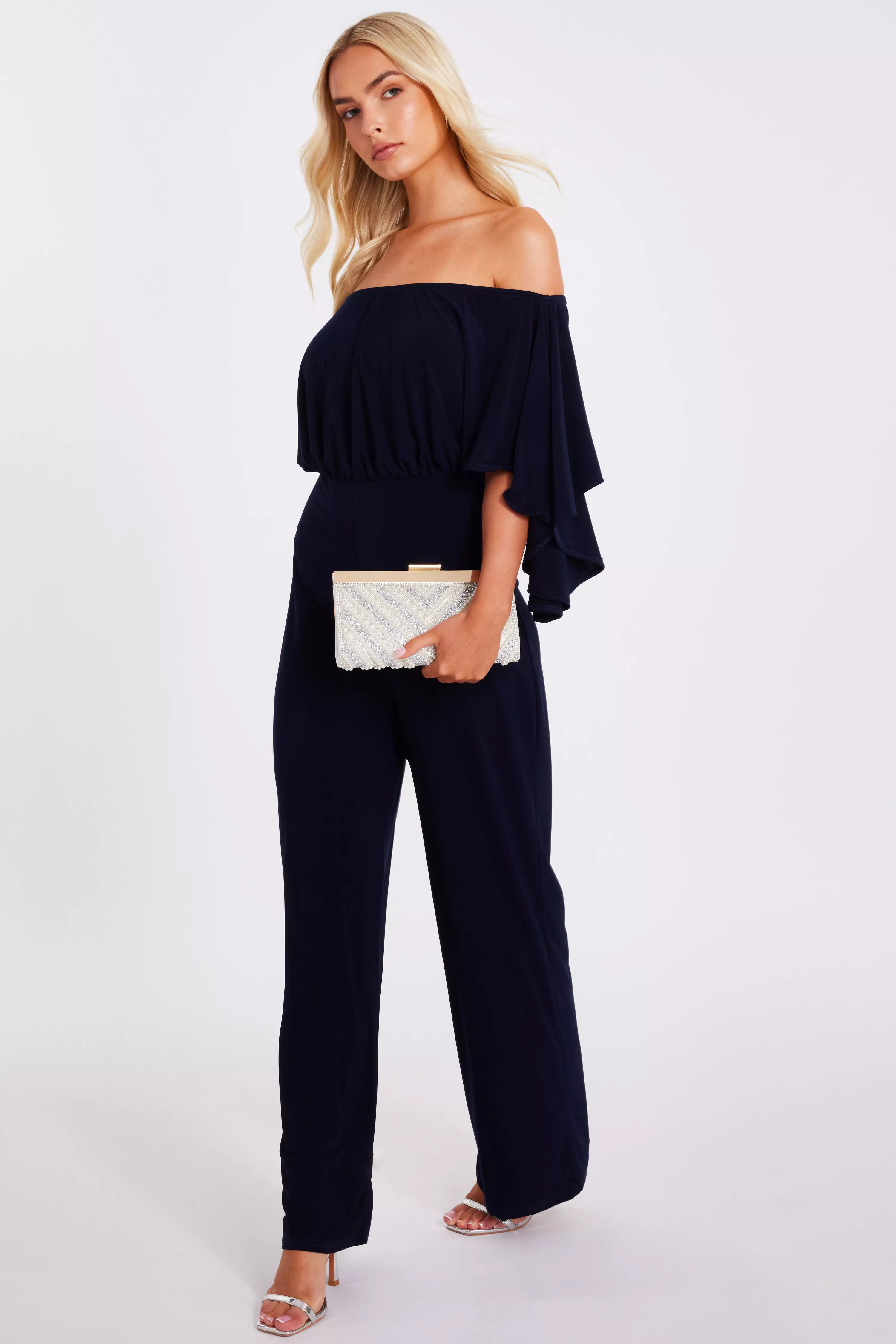Navy Bardot Jumpsuit