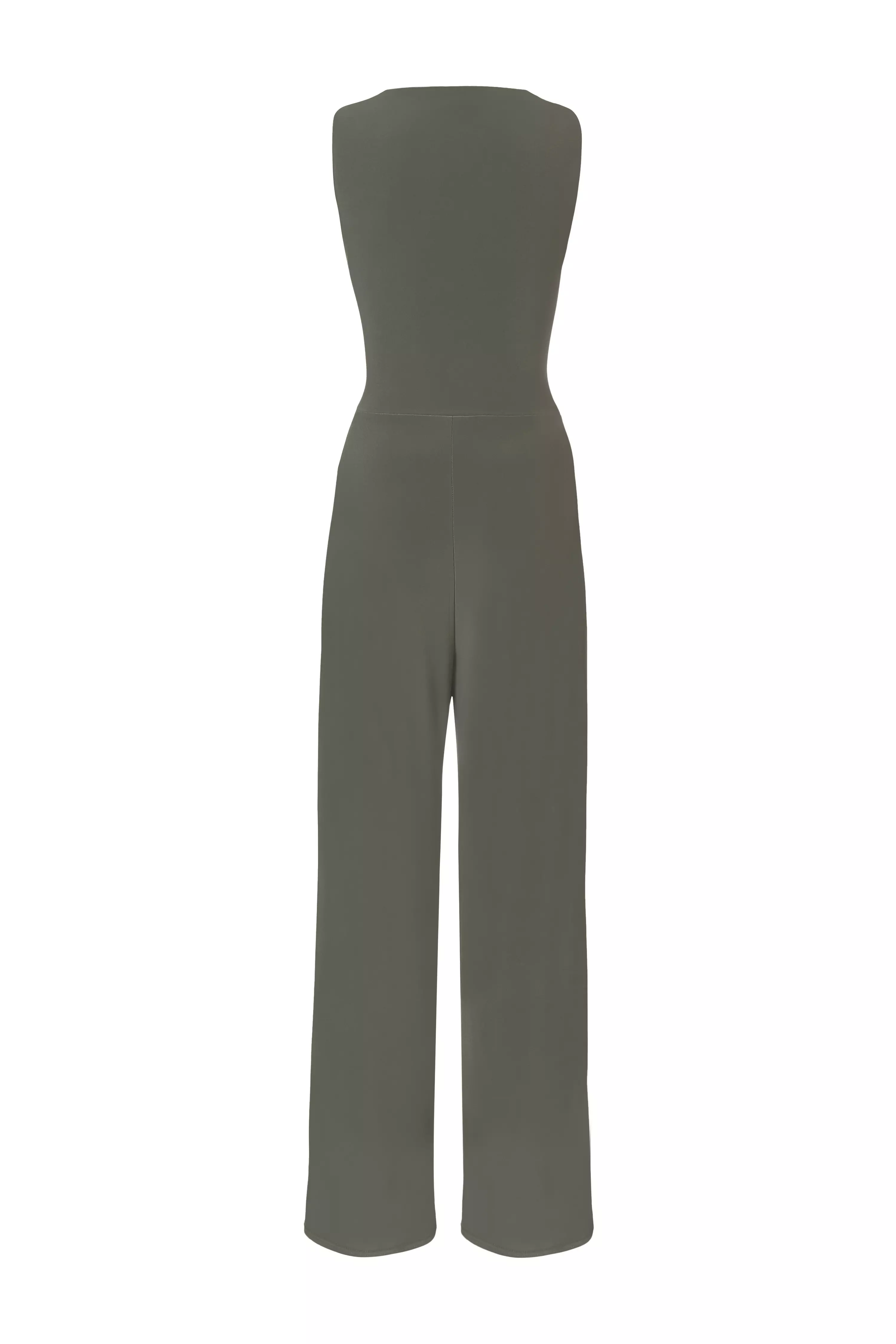 Khaki Buckle Detail Jumpsuit