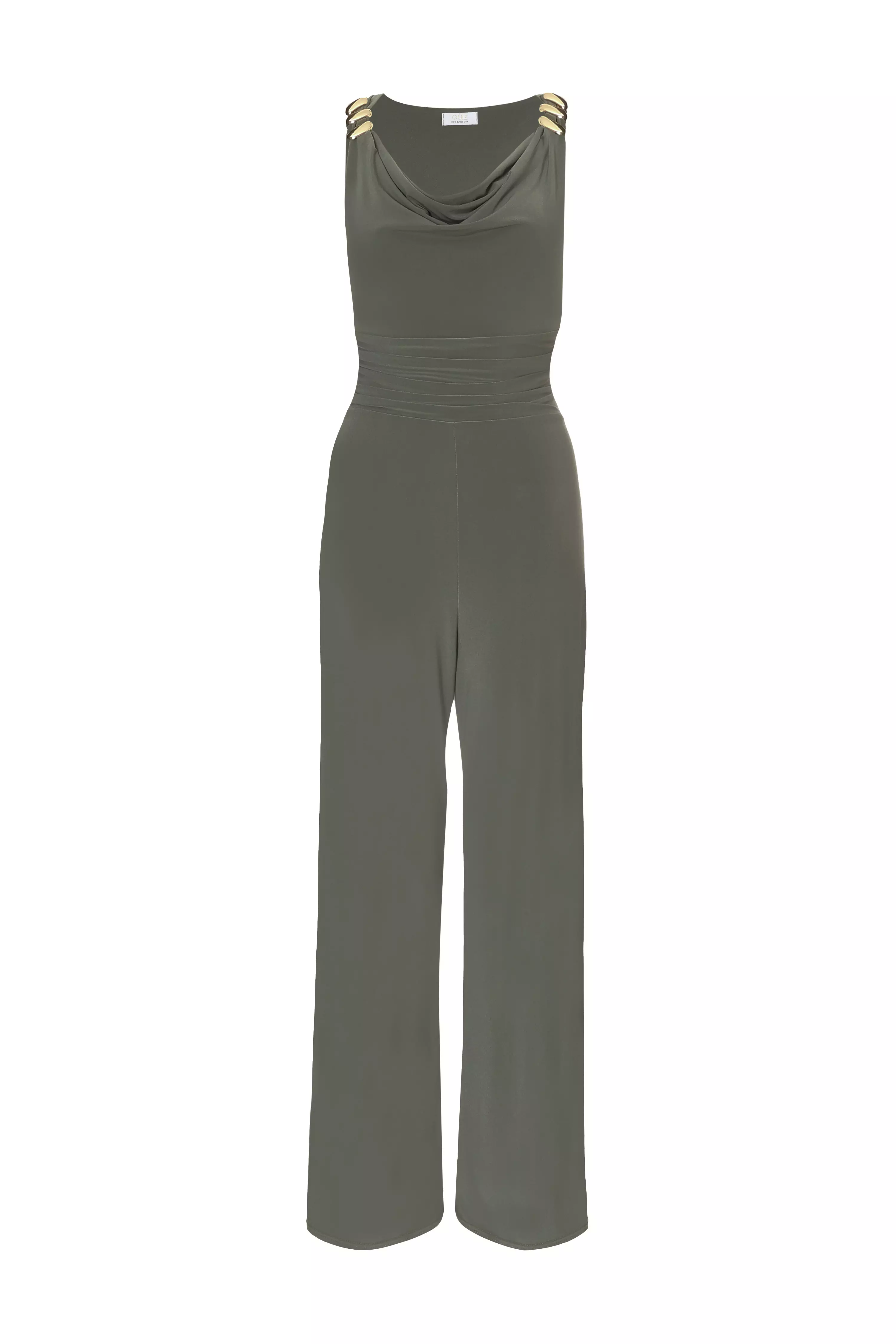 Khaki Buckle Detail Jumpsuit