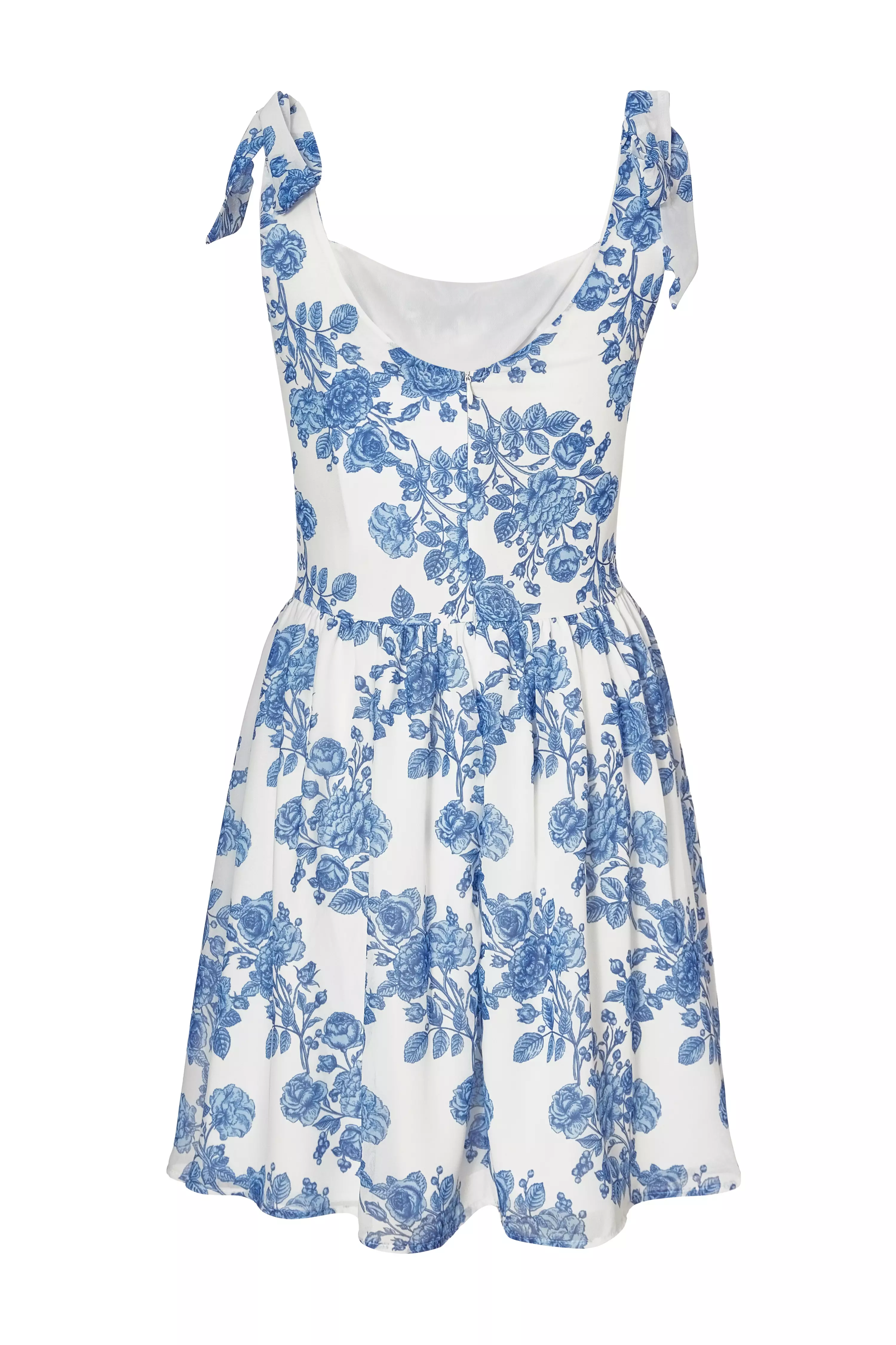 Blue Chiffon Floral Mini Dress