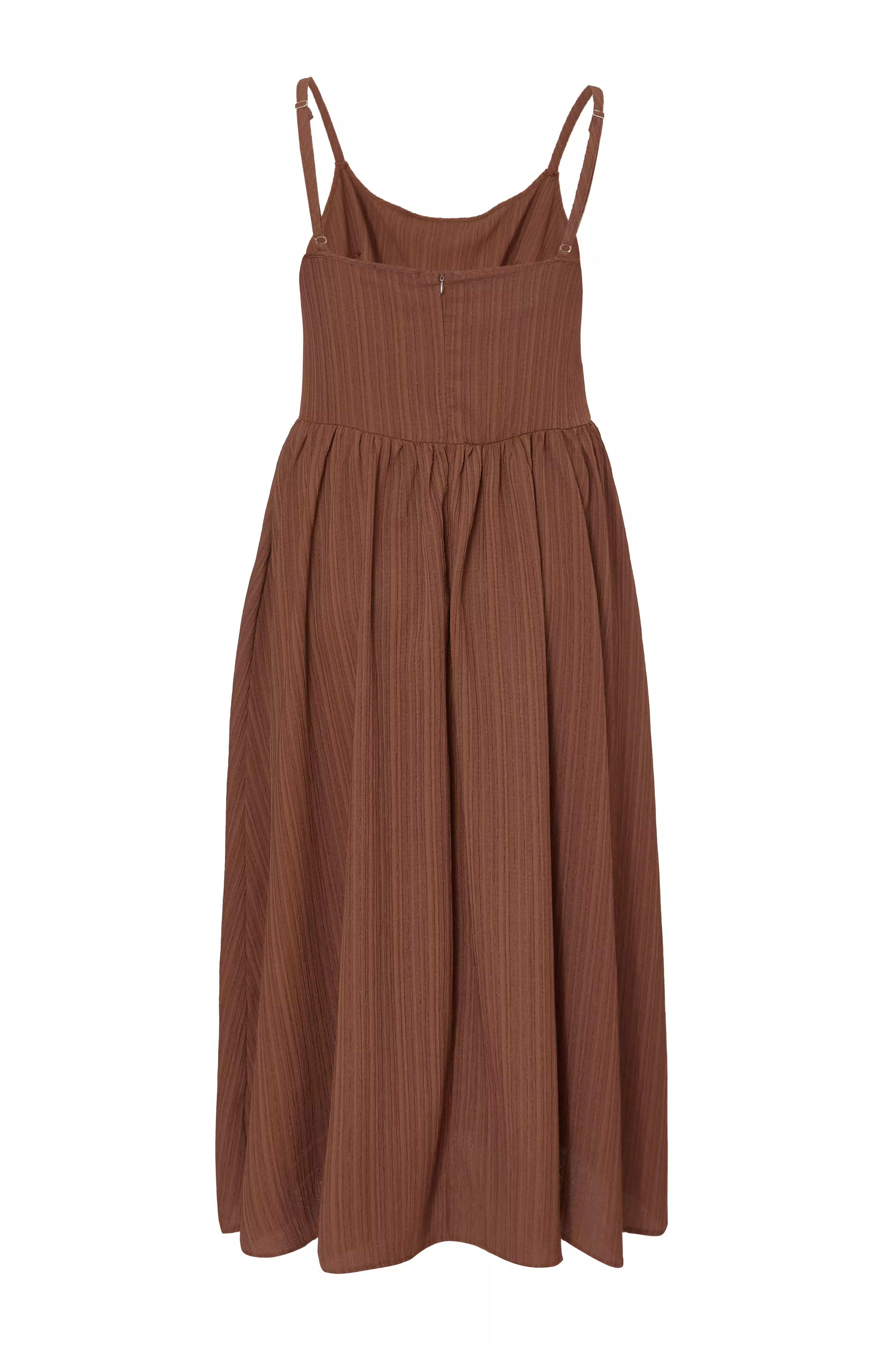 Curve Brown Drop Waist Midaxi Dress