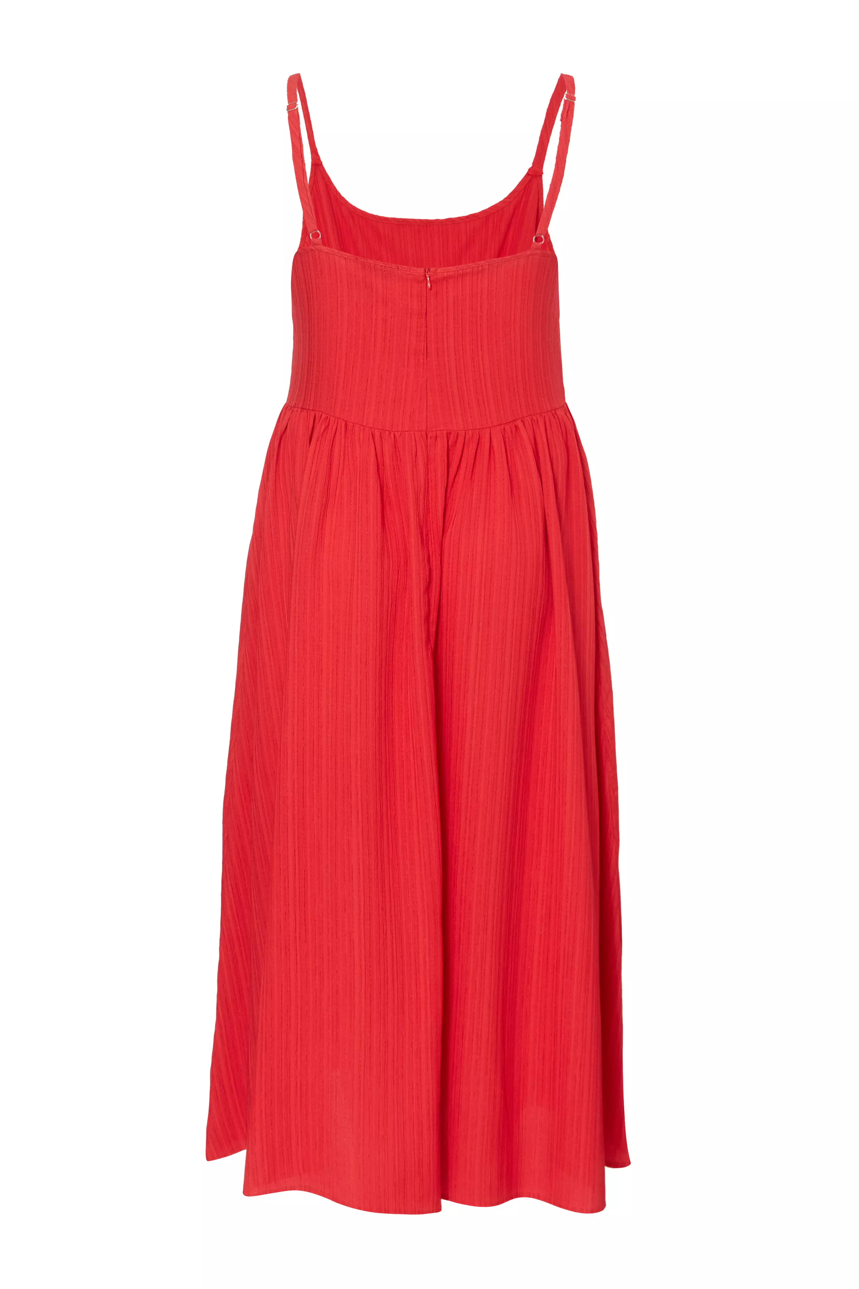 Curve Red Drop Waist Midaxi Dress