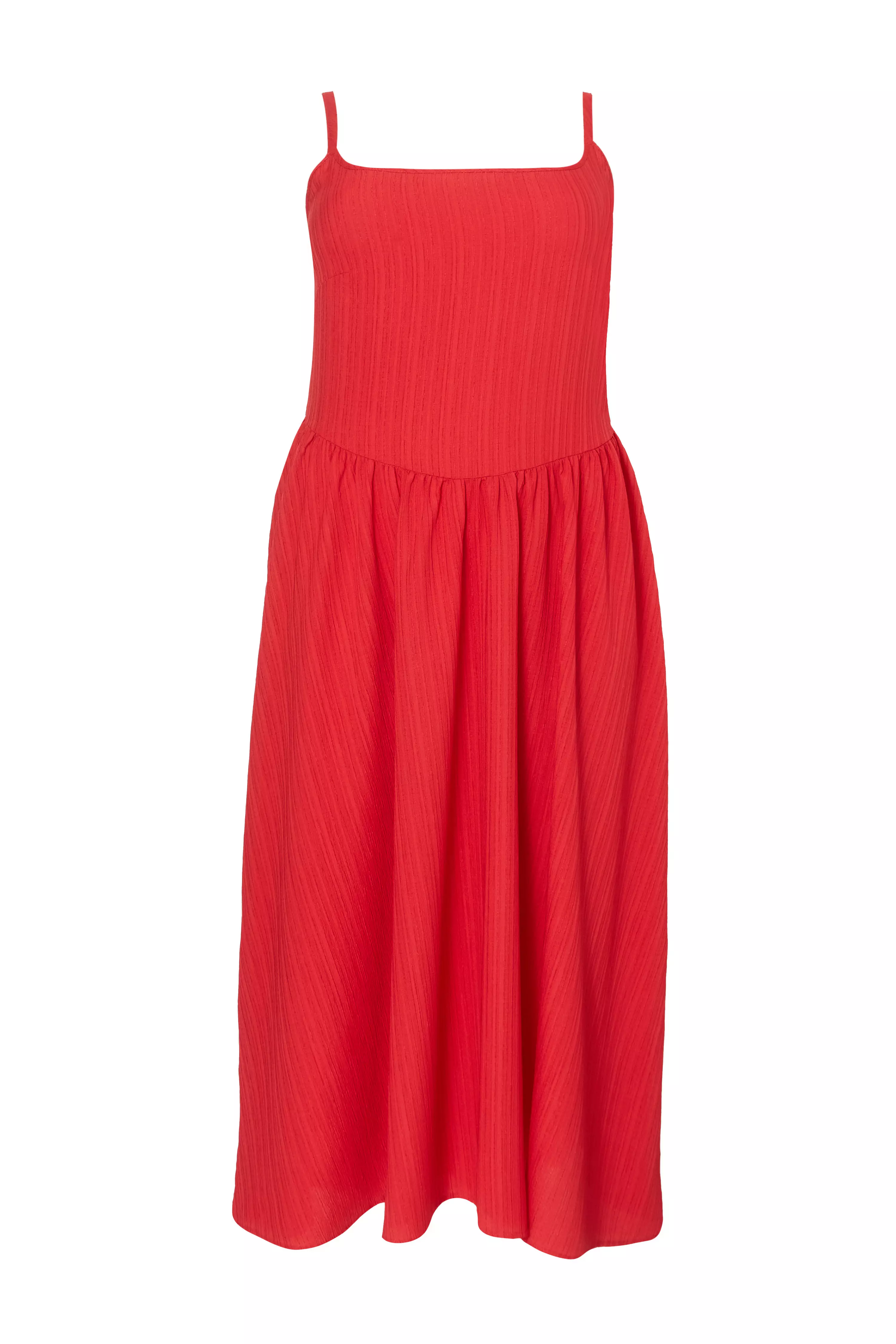 Curve Red Drop Waist Midaxi Dress