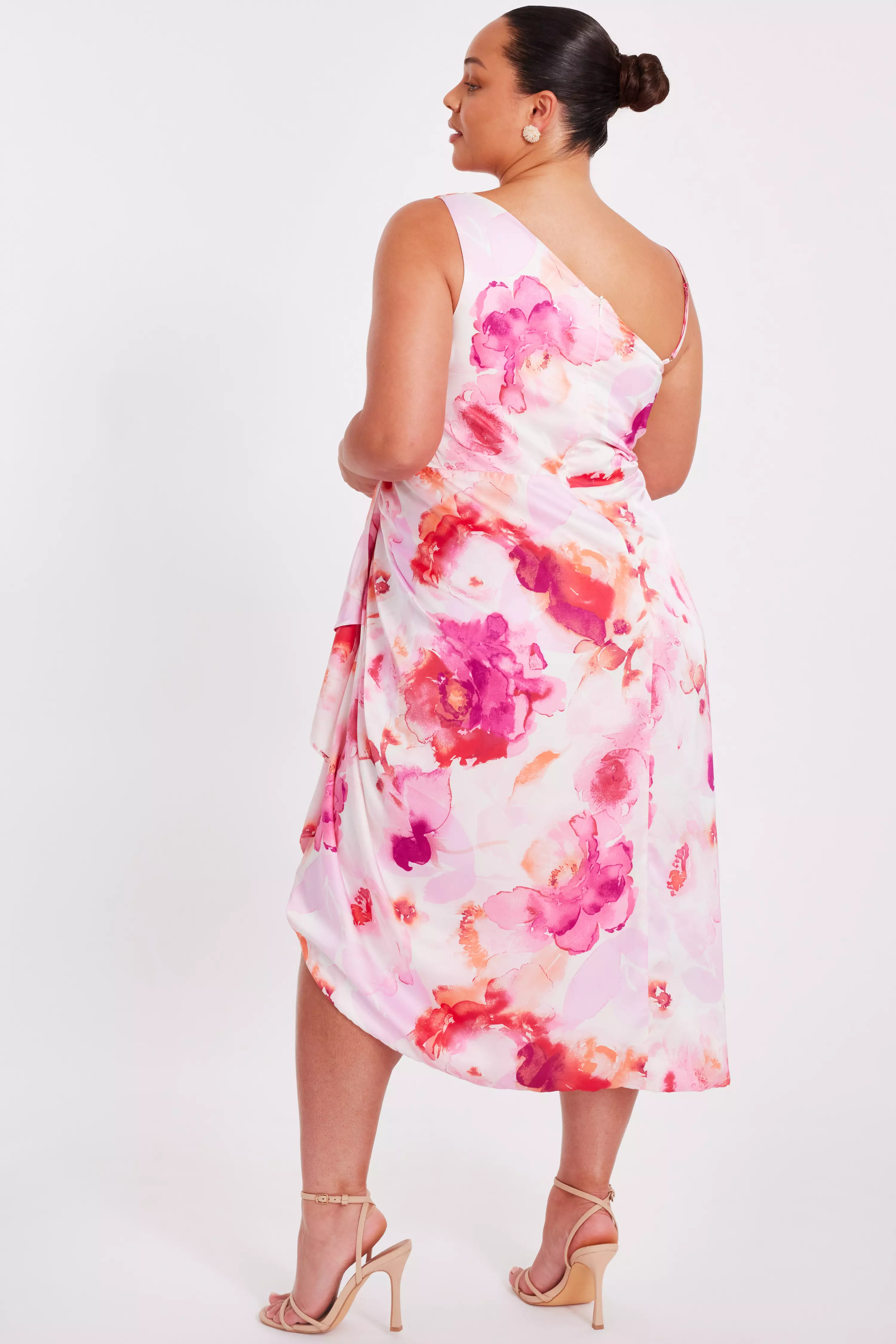 Curve Blush Floral Print Midi Dress