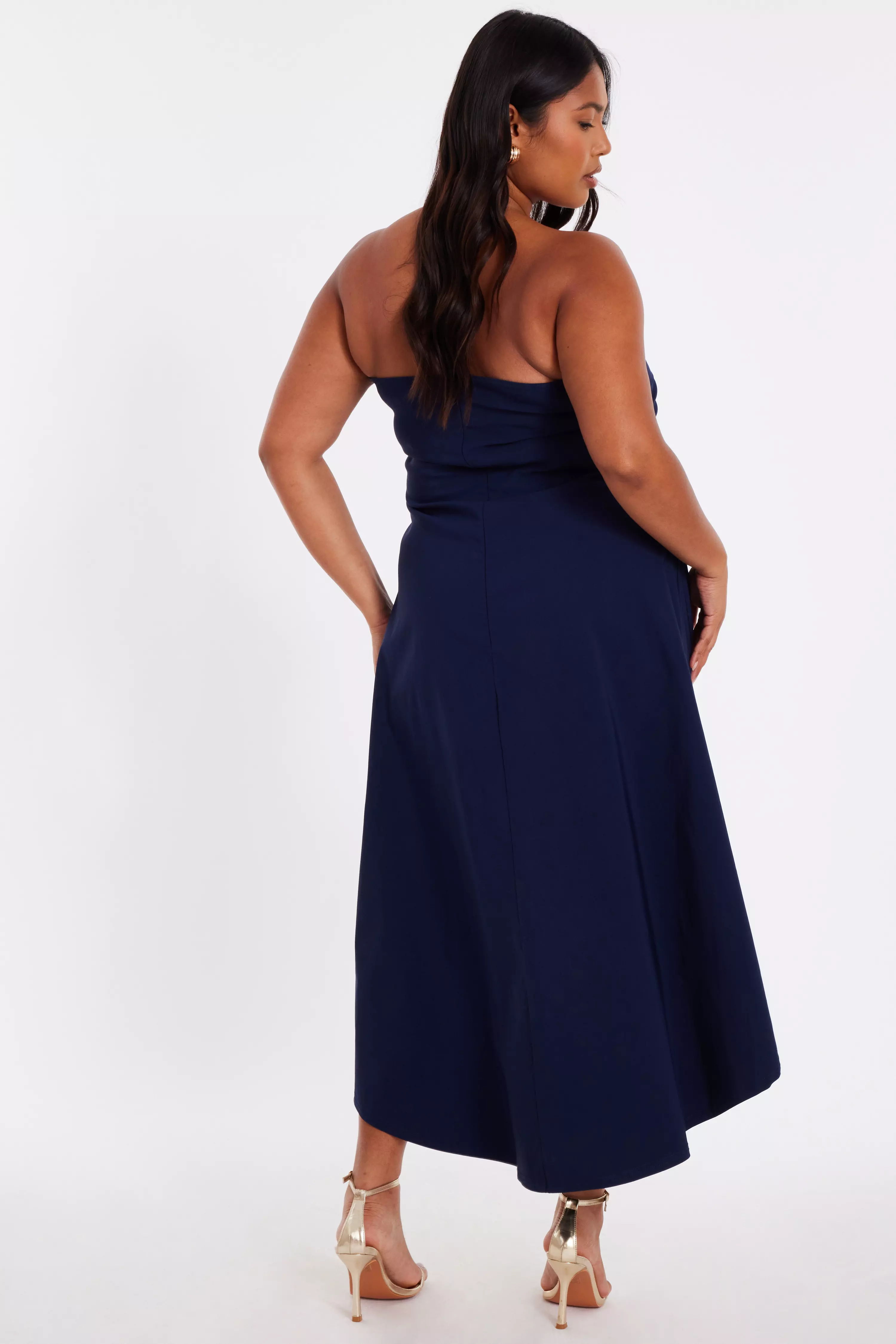 Curve Navy Bandeau Midi Dress