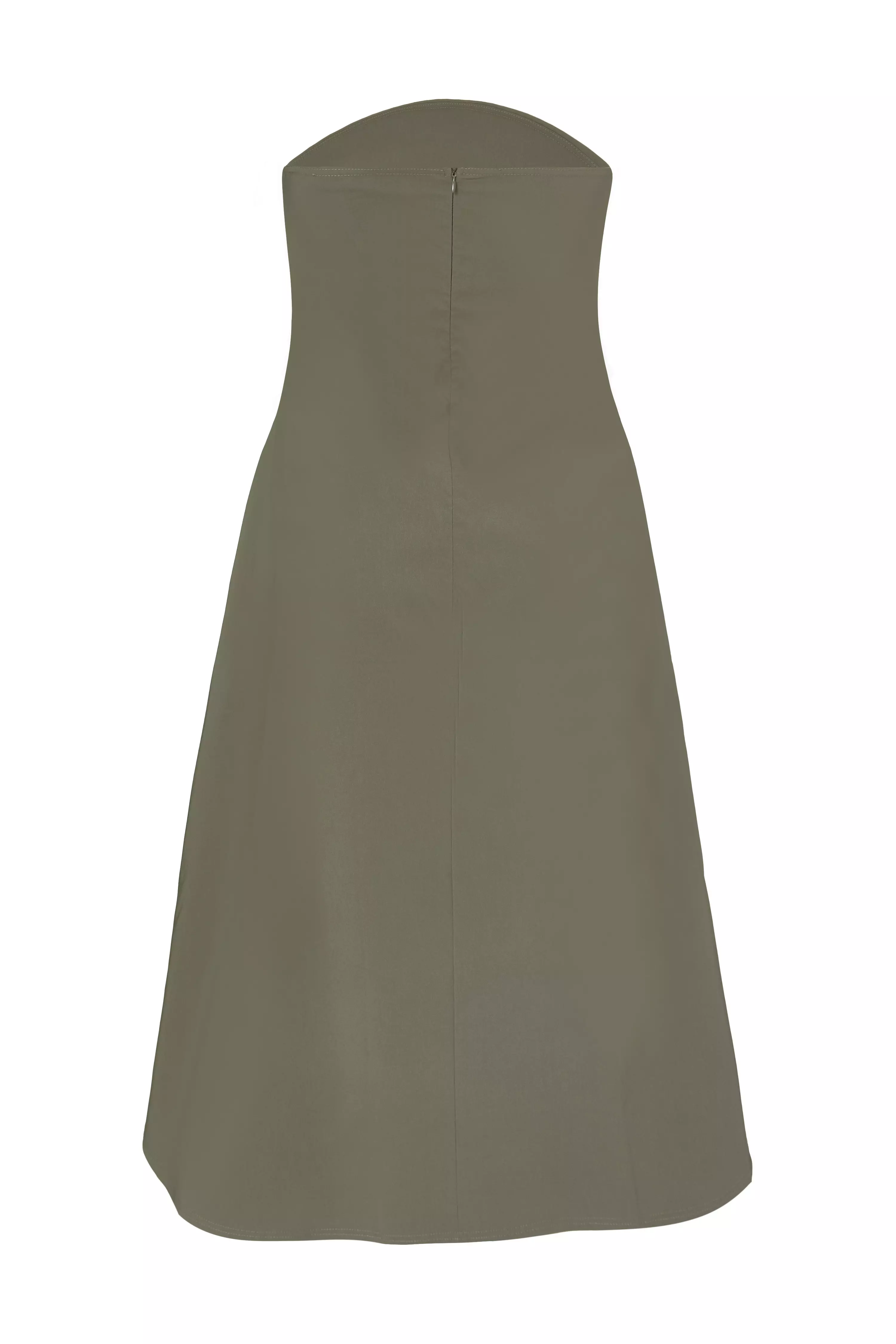 Curve Khaki Bandeau Midi Dress