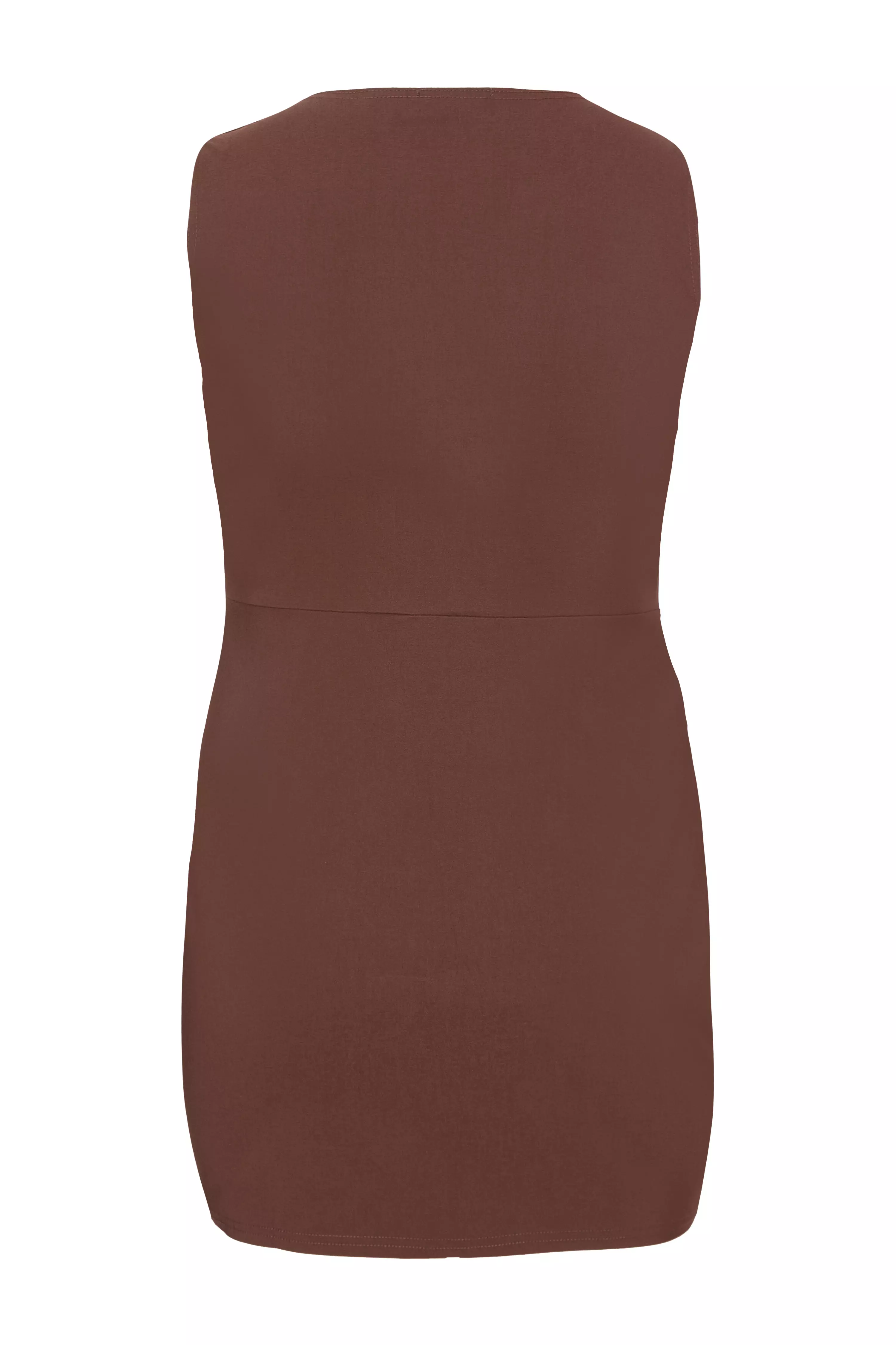 Curve Brown Square Neck Mini Dress