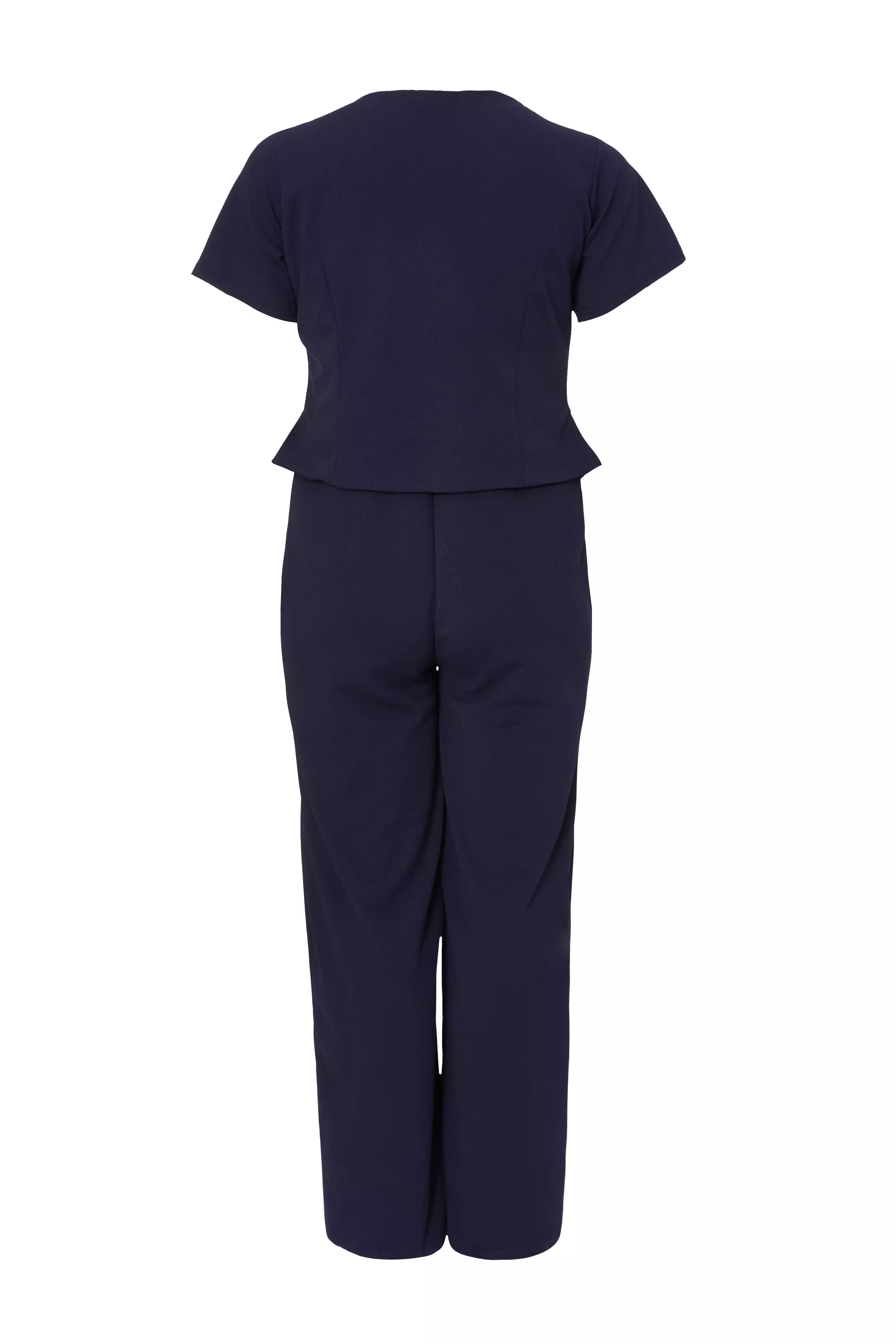 Curve Navy Button Detail Jumpsuit