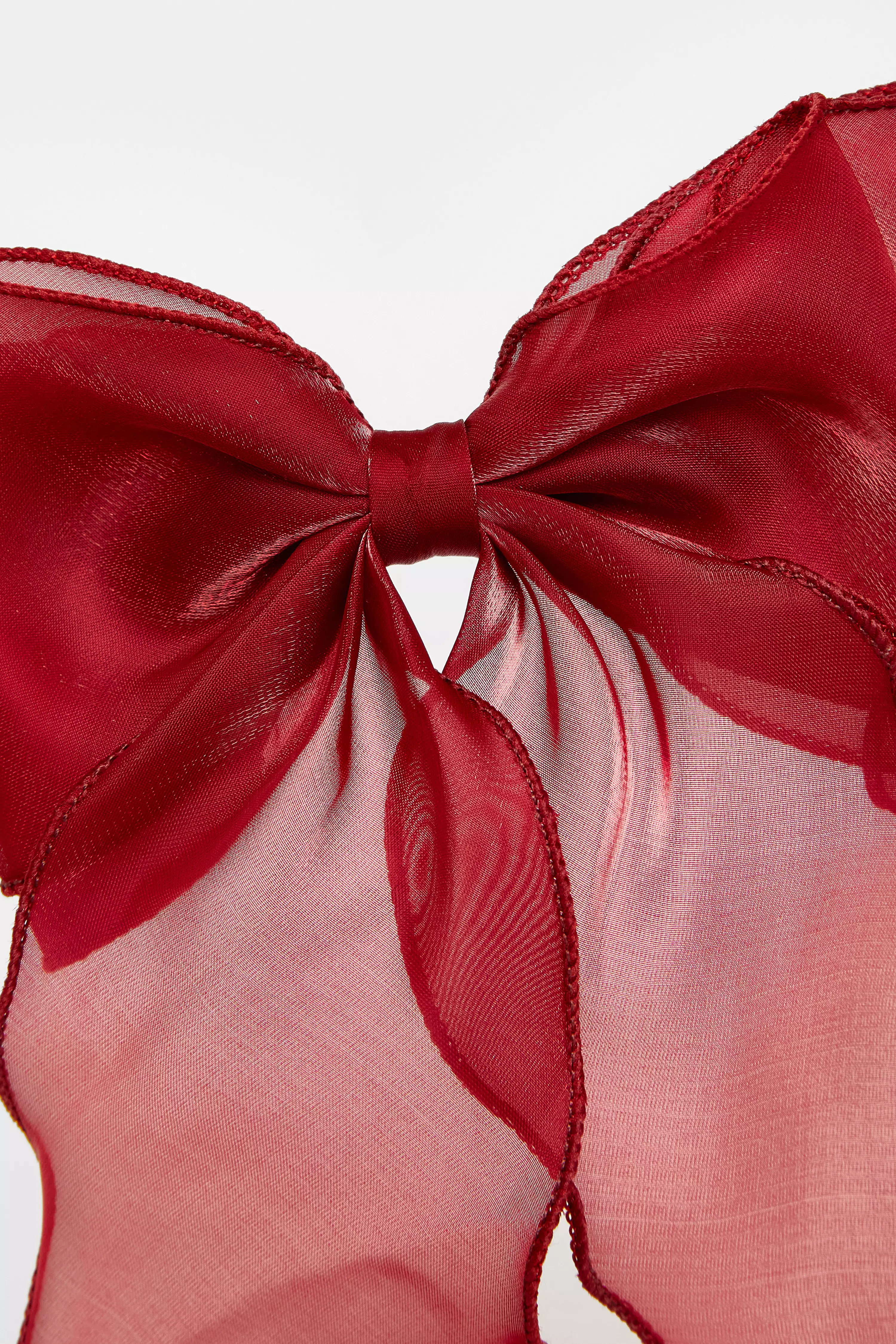 Dark Red Organza Hair Bow