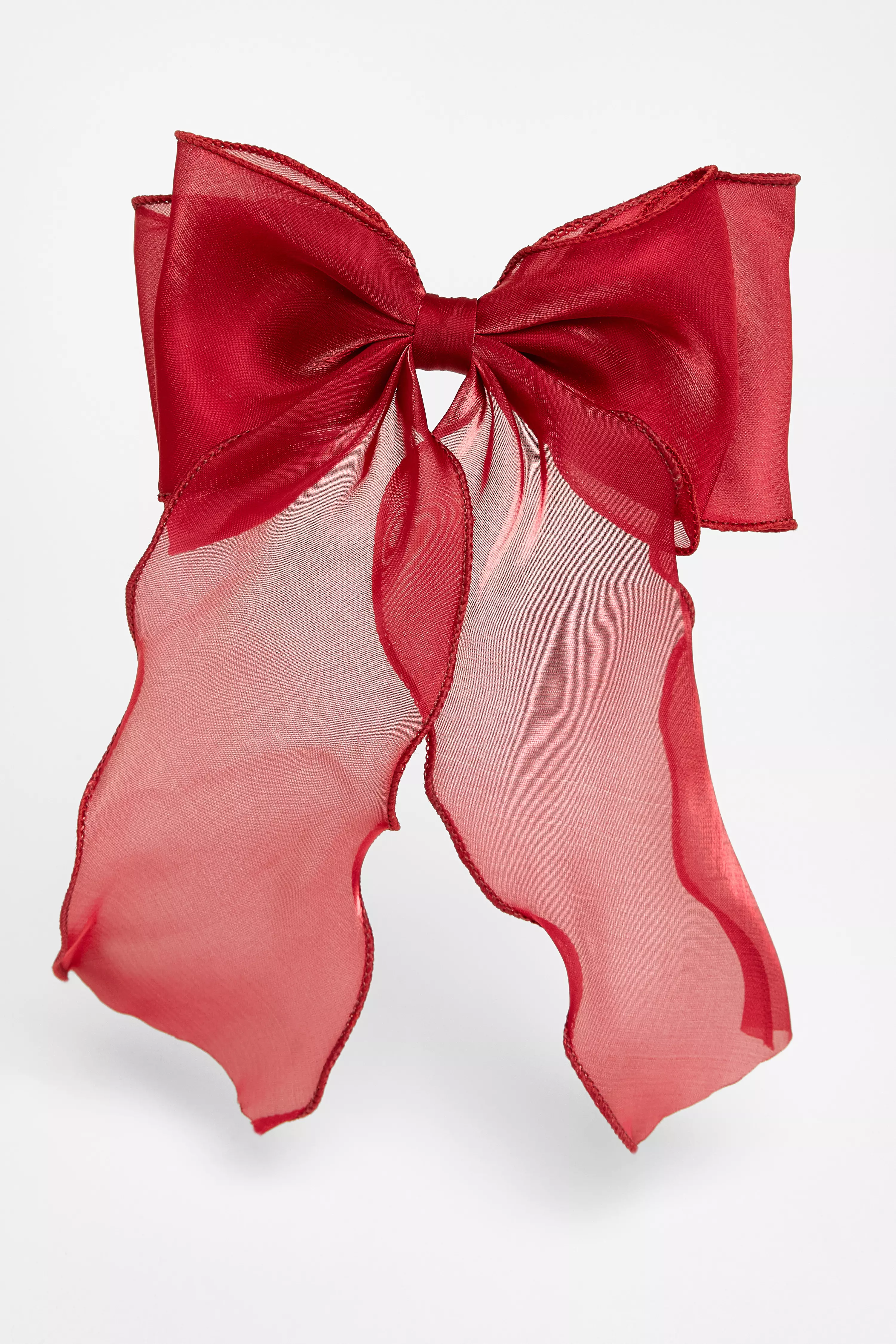 Dark Red Organza Hair Bow