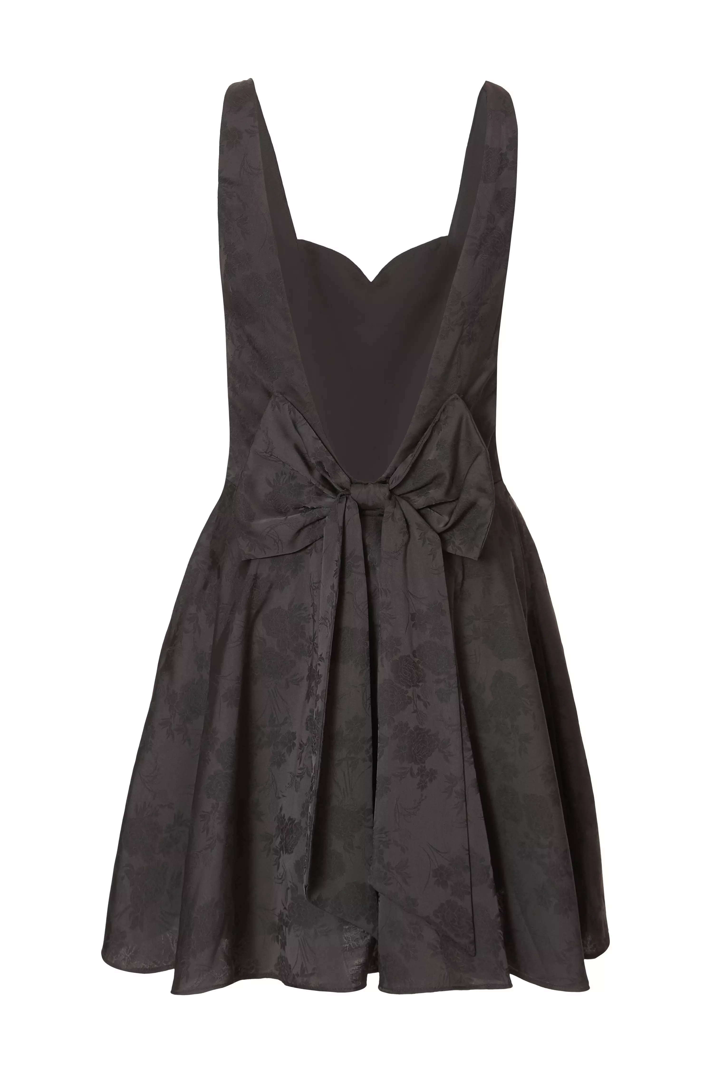 Black Satin Jacquard Mini Dress
