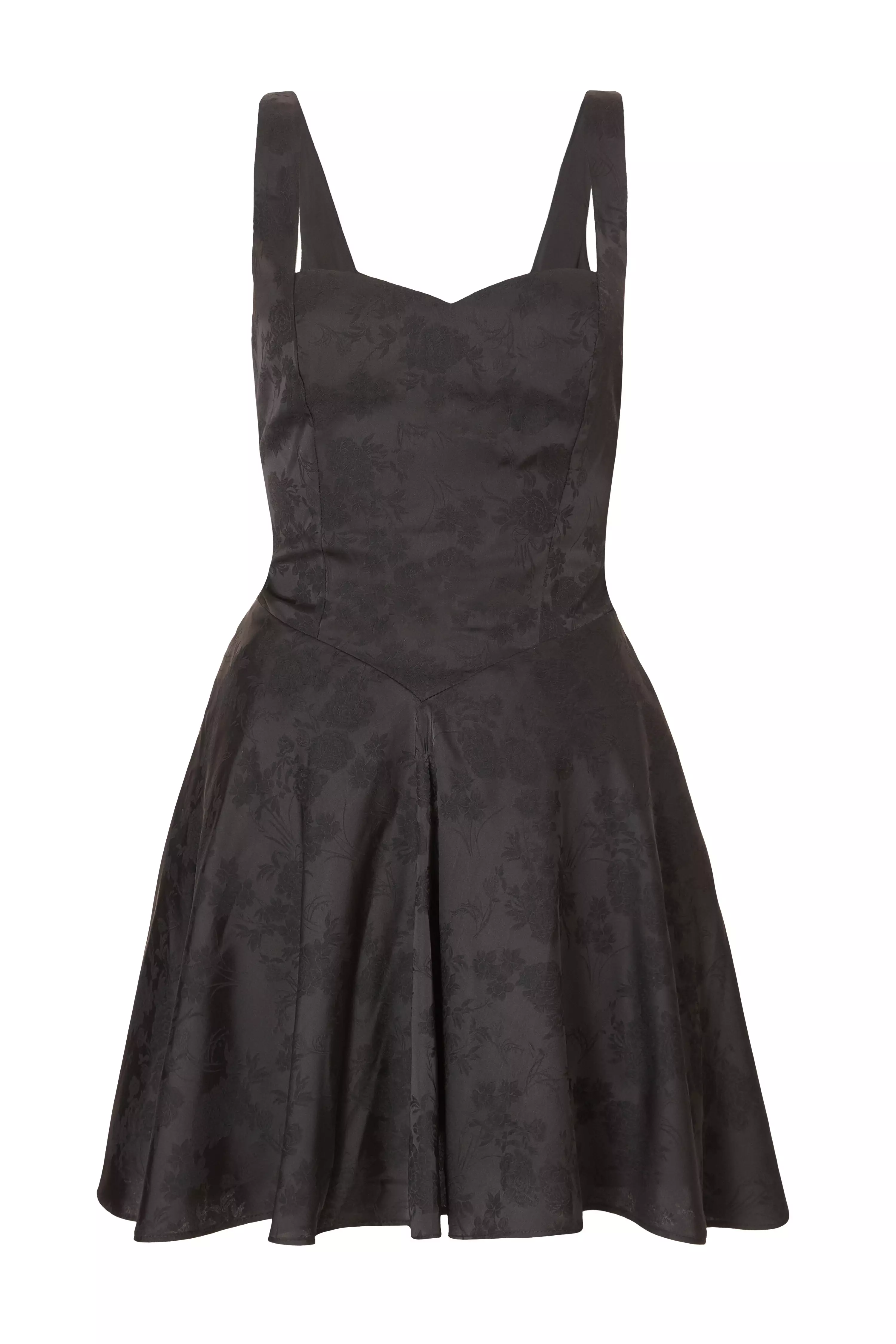 Black Satin Jacquard Mini Dress