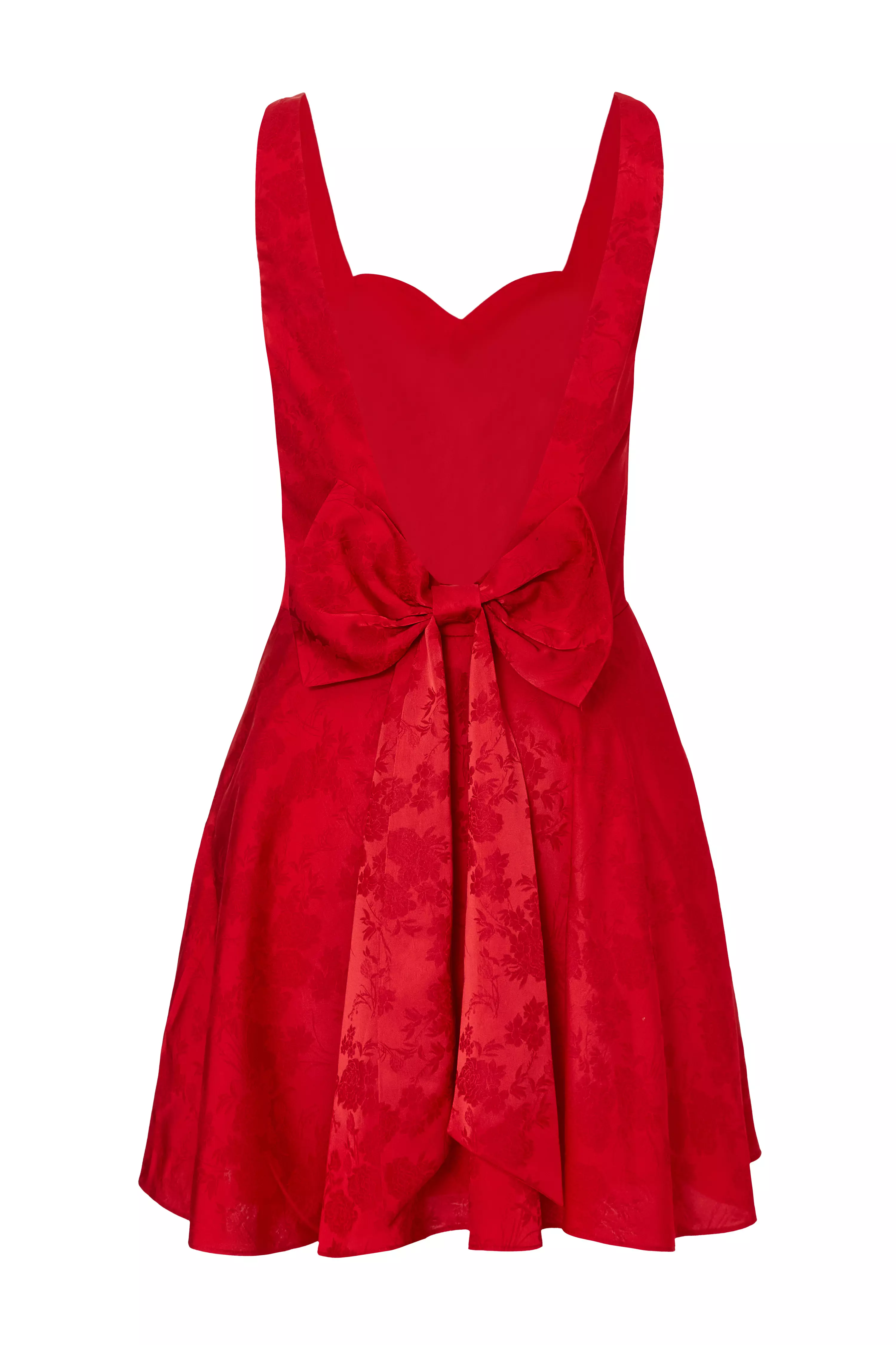 Red Satin Jacquard Mini Dress