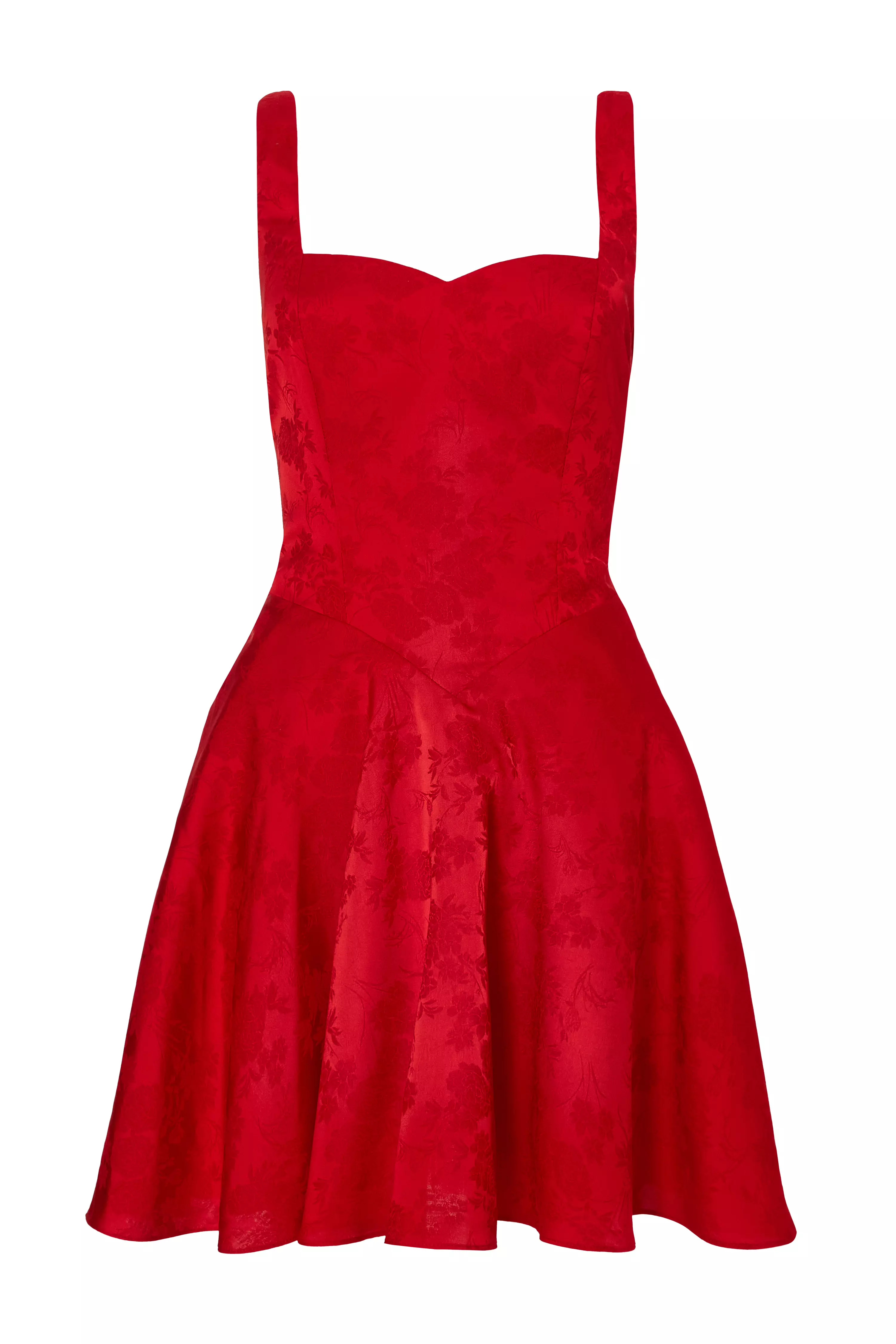 Red Satin Jacquard Mini Dress