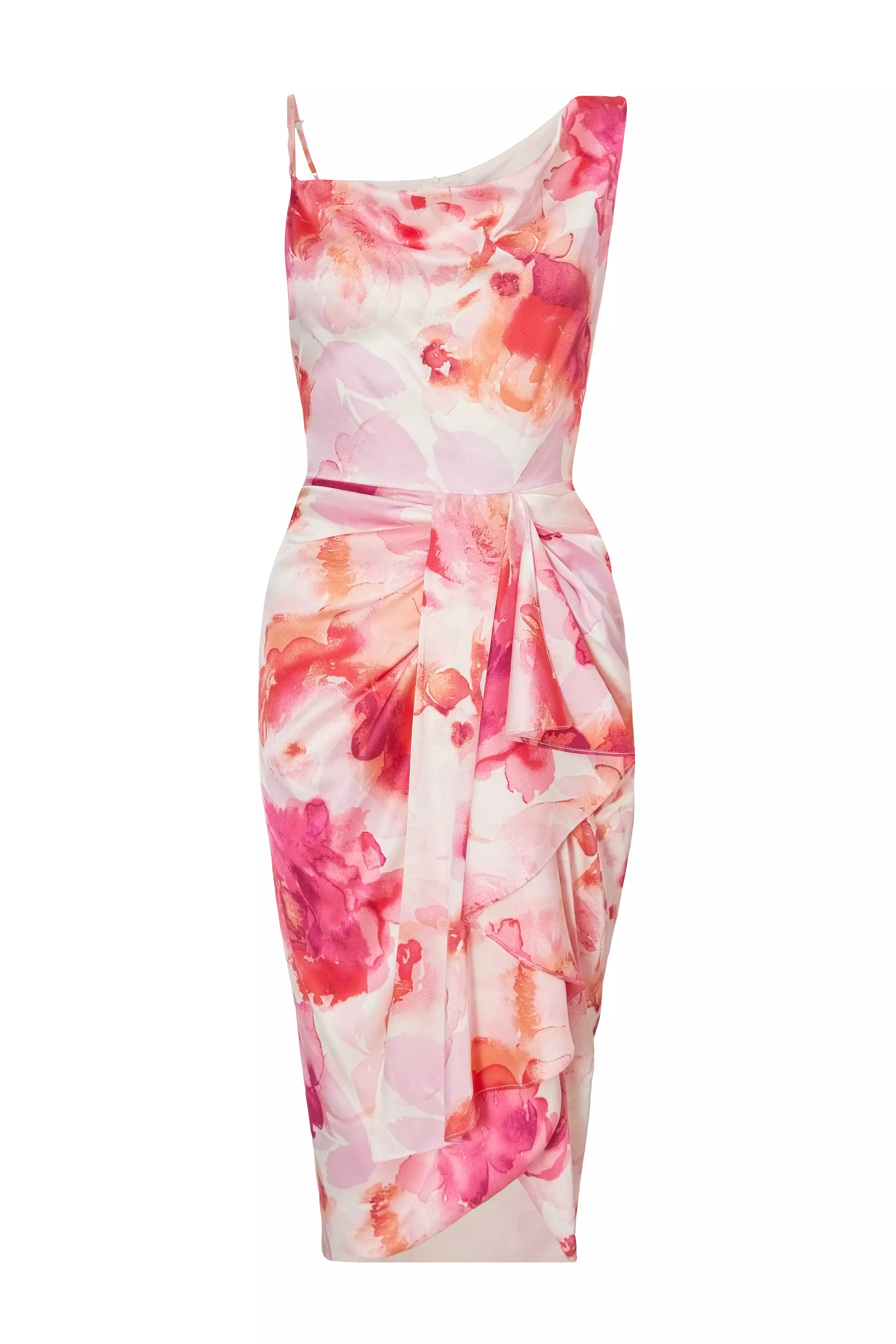 Petite Blush Floral Print Midi Dress