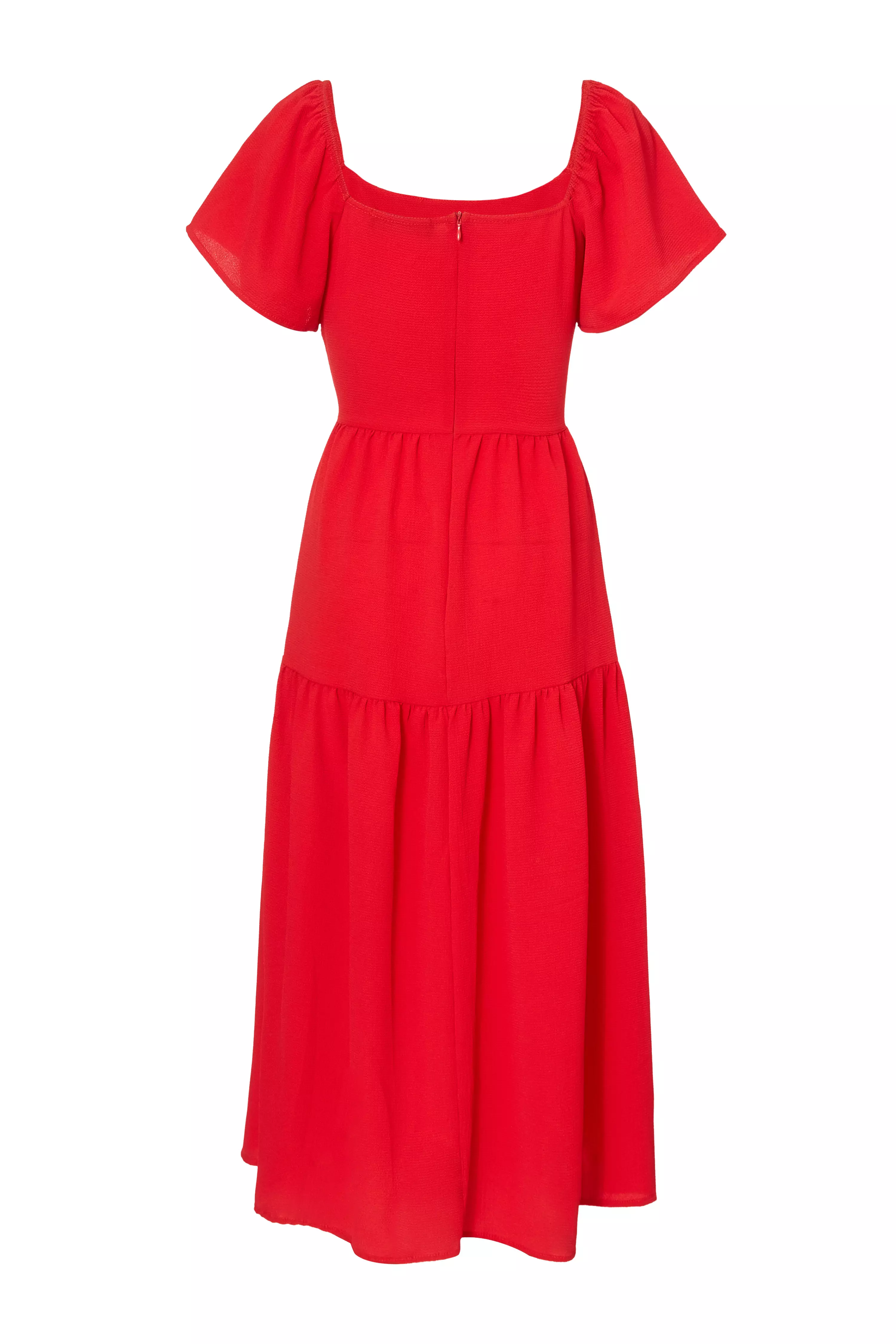 Petite Red Short Sleeve Midaxi Dress