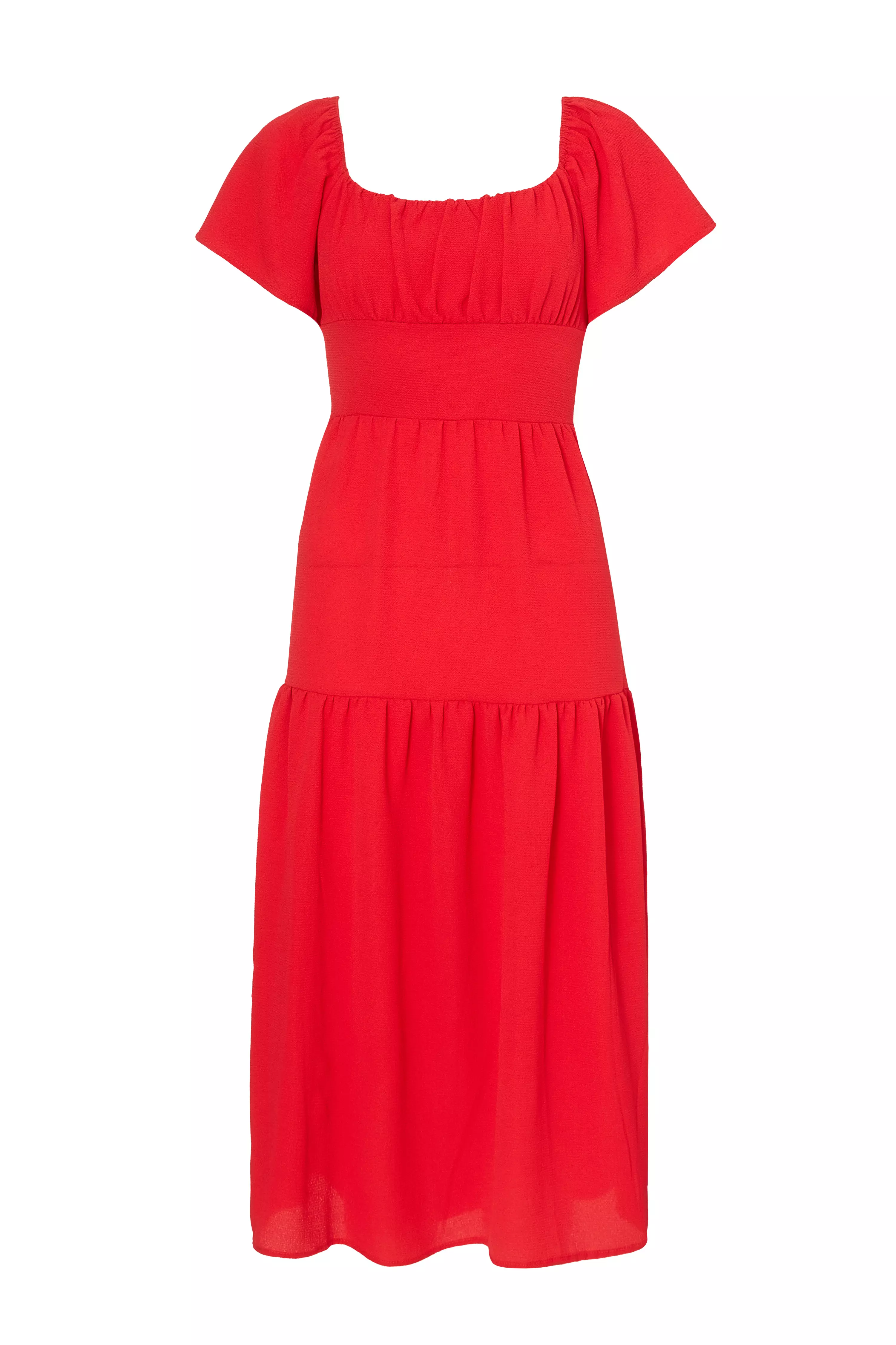 Petite Red Short Sleeve Midaxi Dress