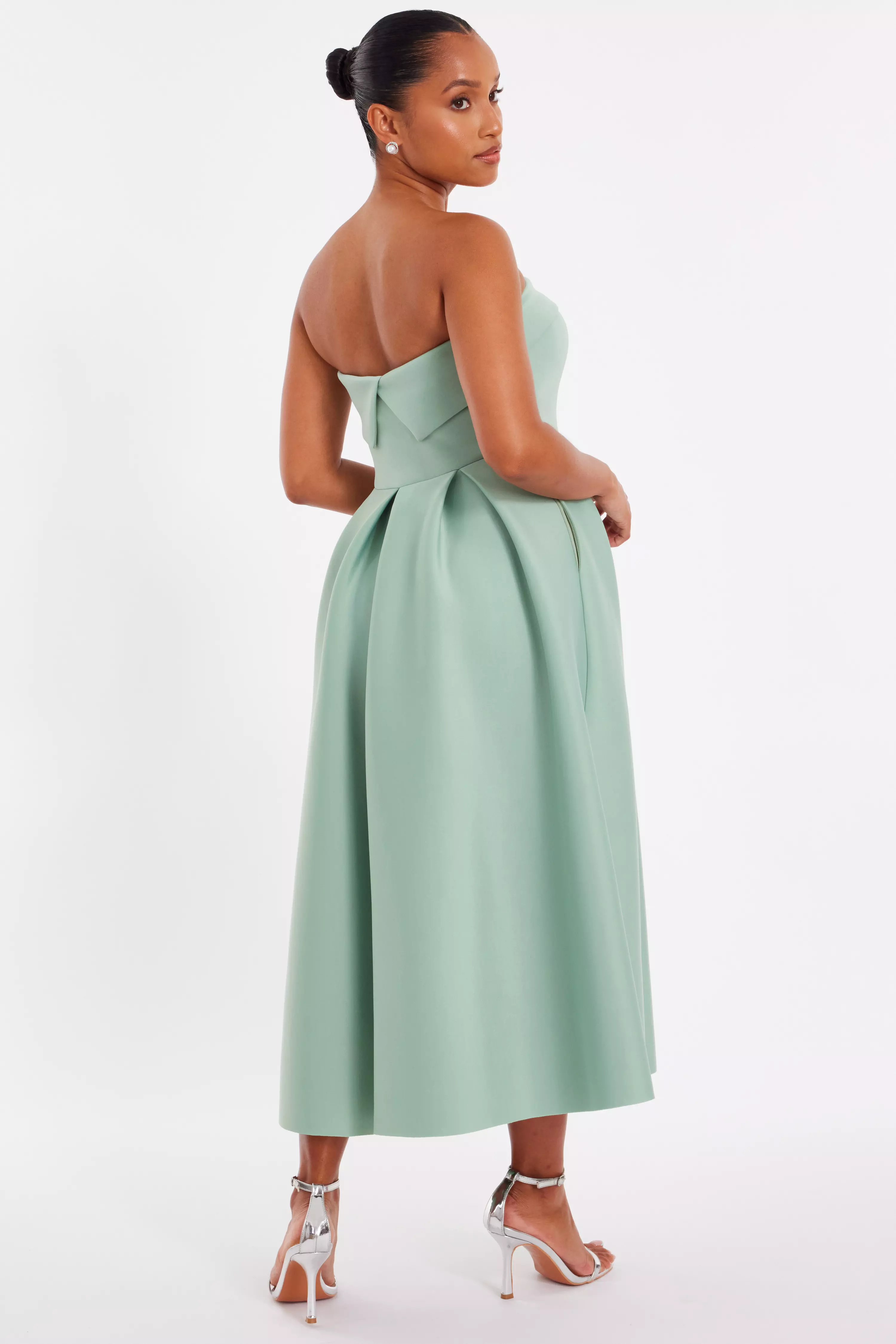 Petite Sage Bandeau Skater Dress