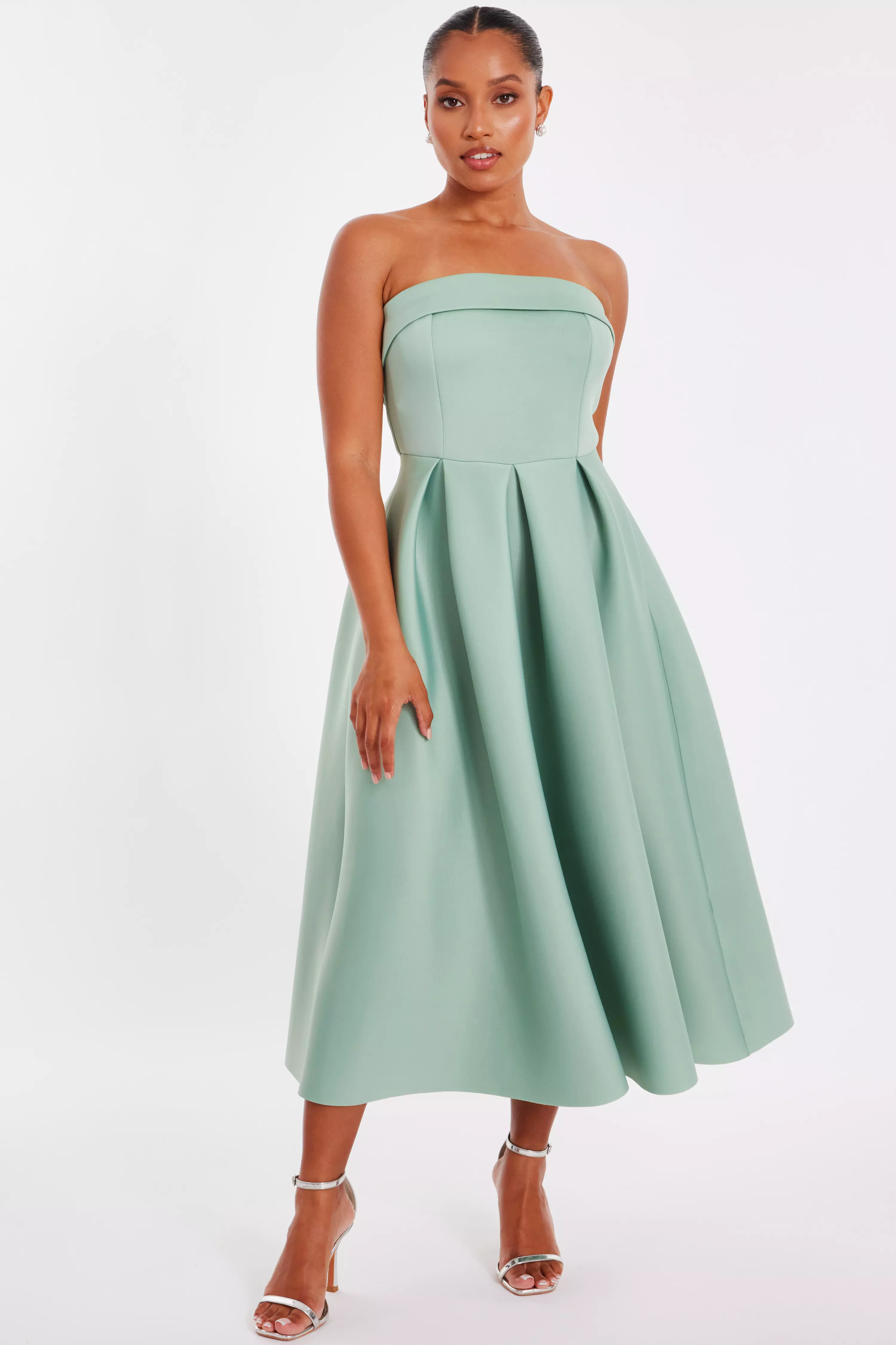 Petite Sage Bandeau Skater Dress