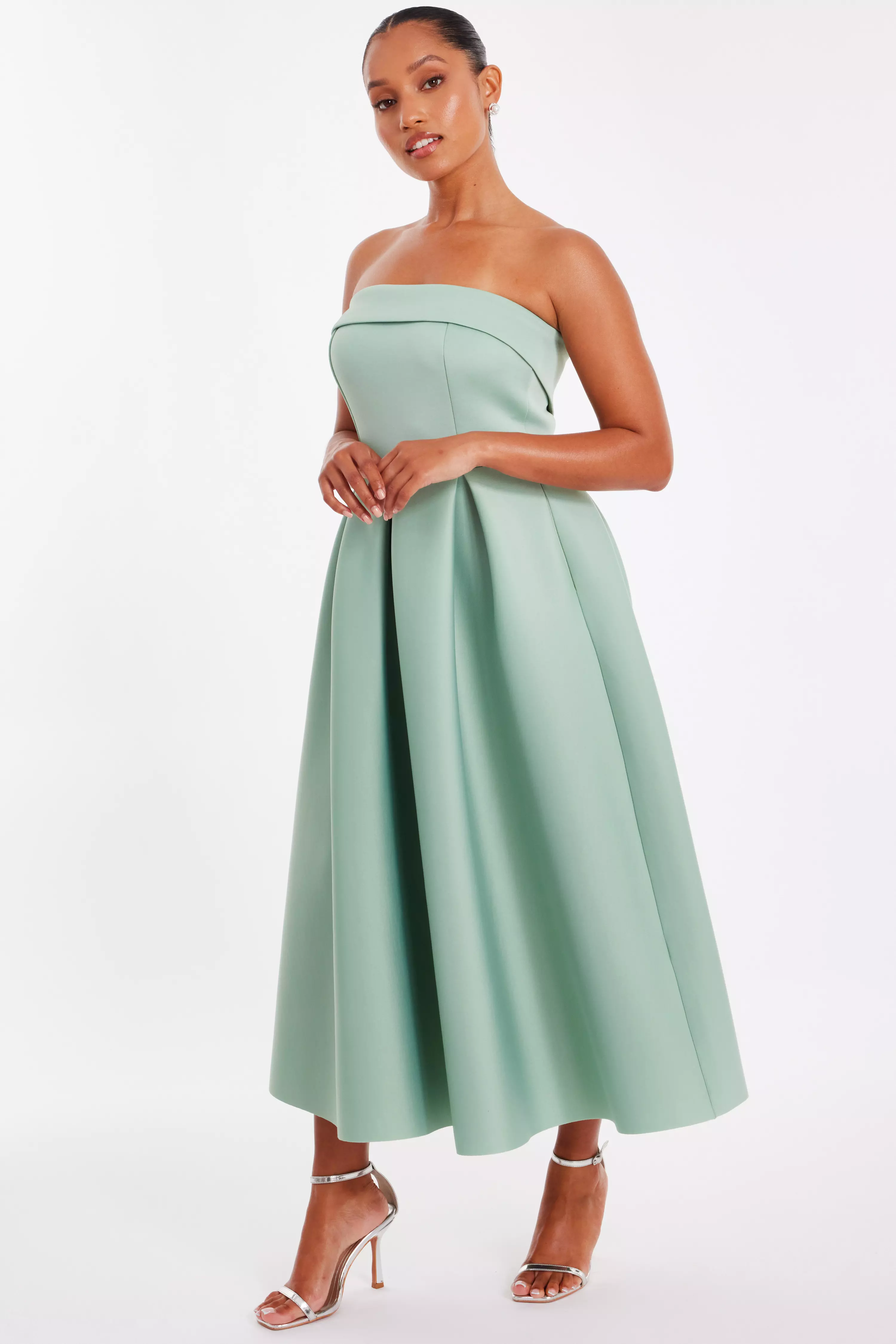 Petite Sage Bandeau Skater Dress