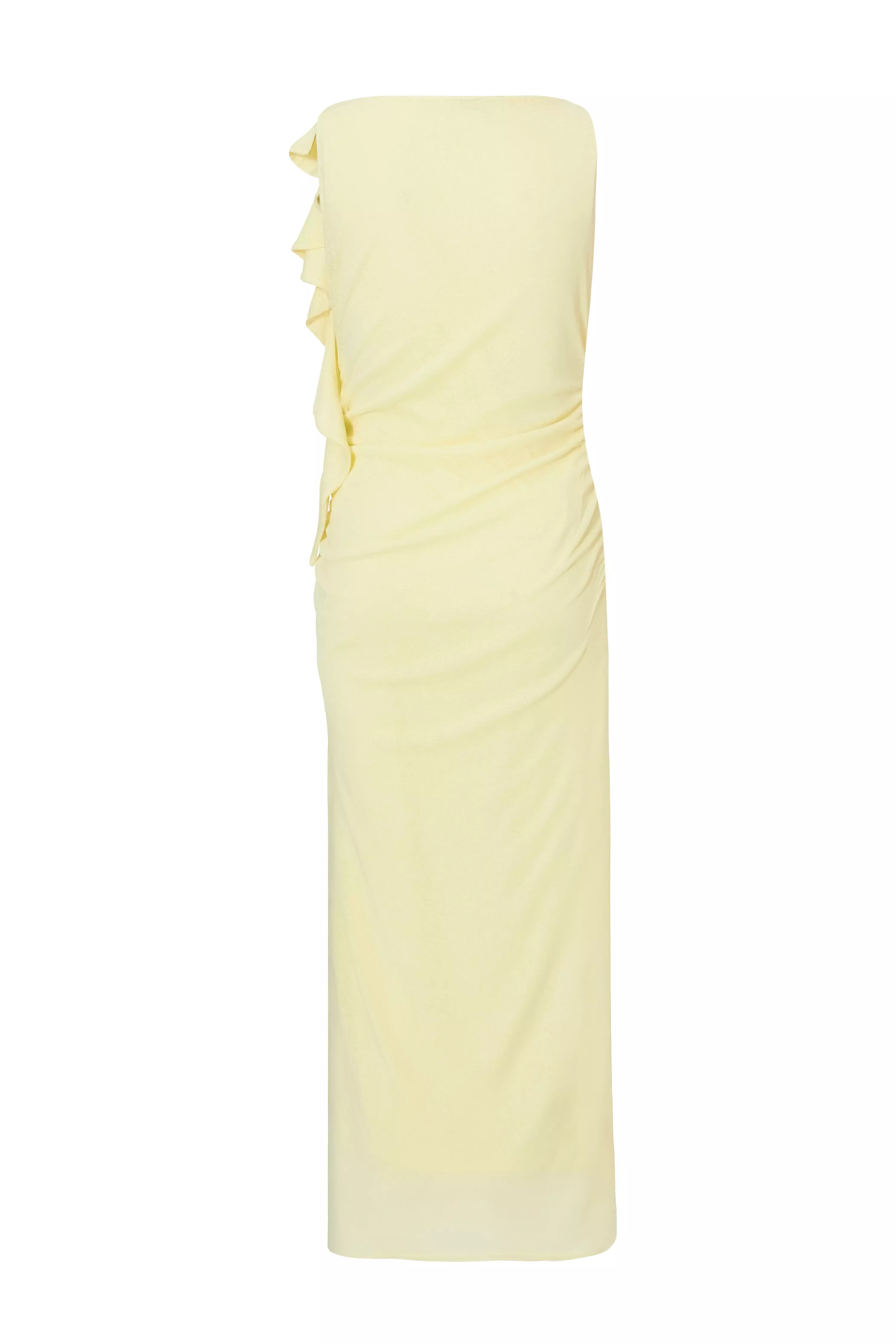 Petite Light Yellow Frill Midi Dress