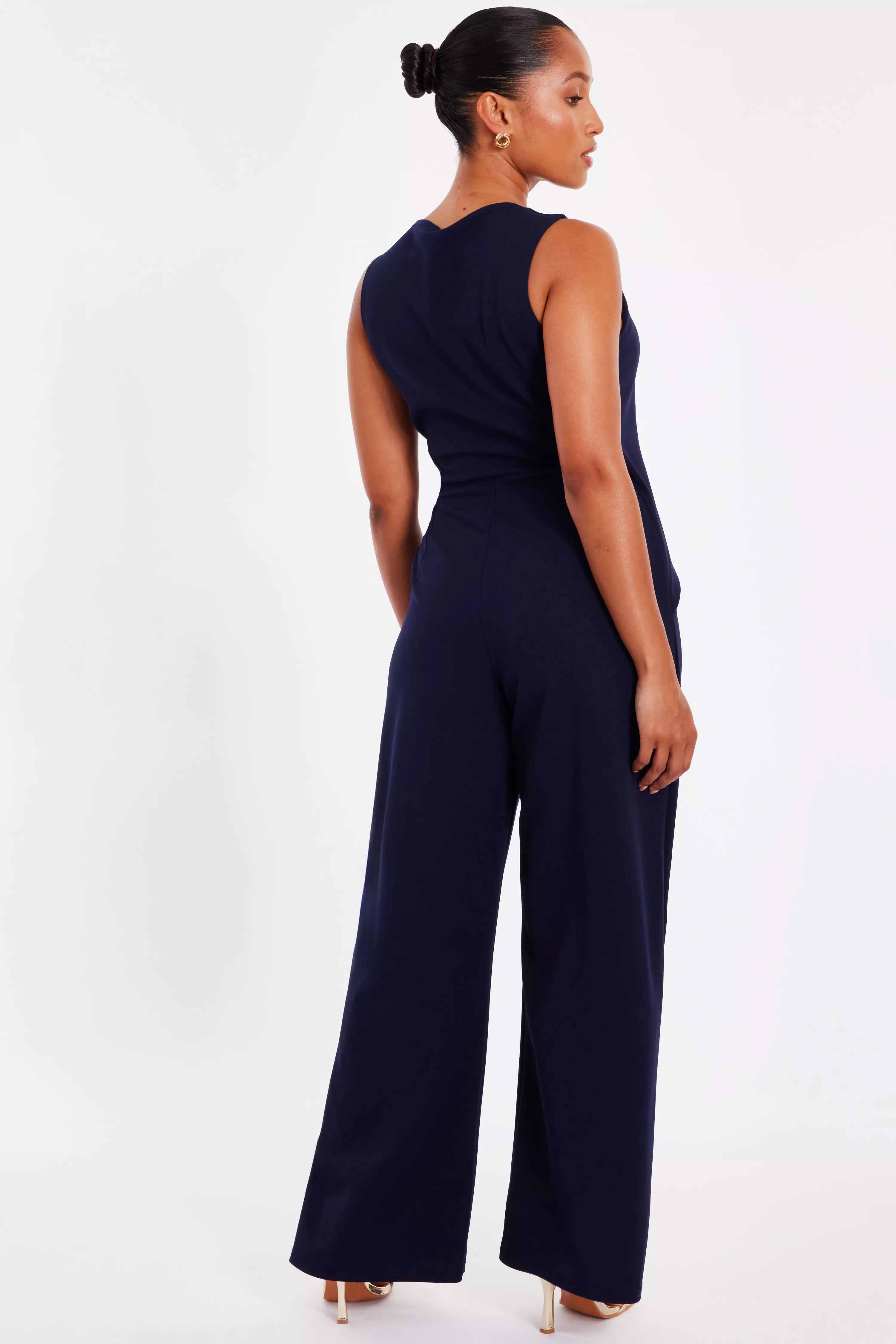 Petite Navy Waistcoat Jumpsuit