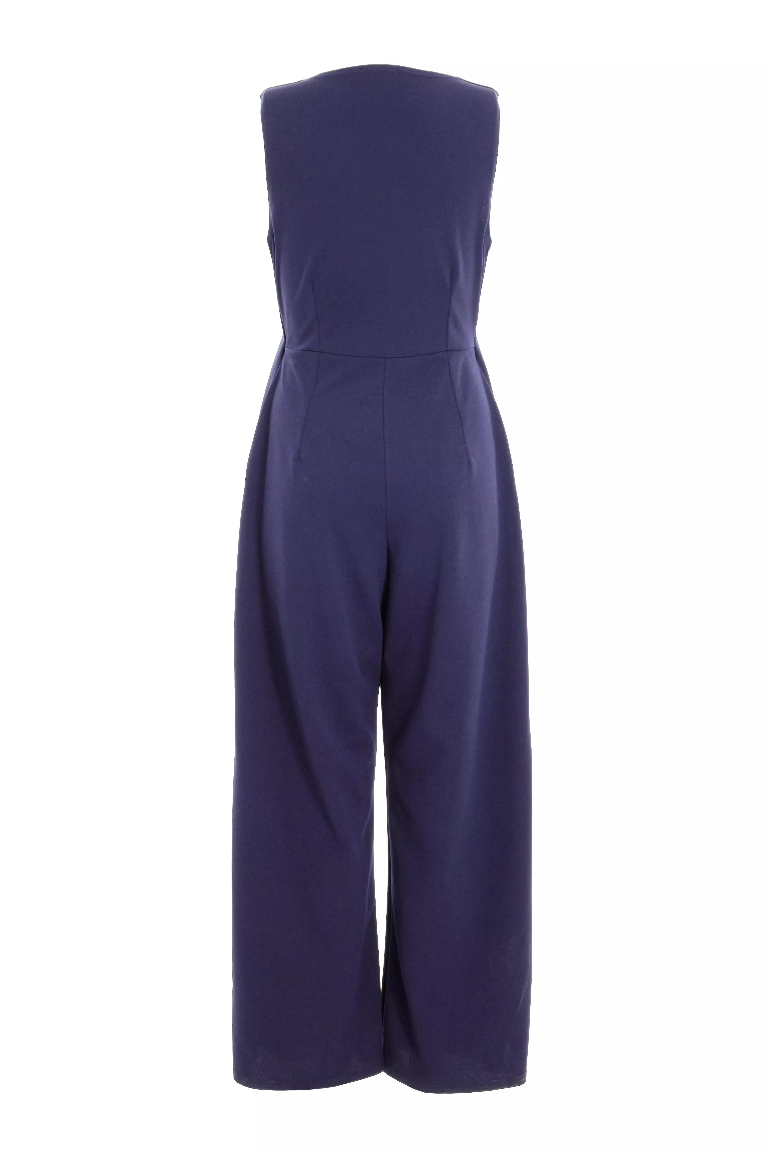 Petite Navy Waistcoat Jumpsuit