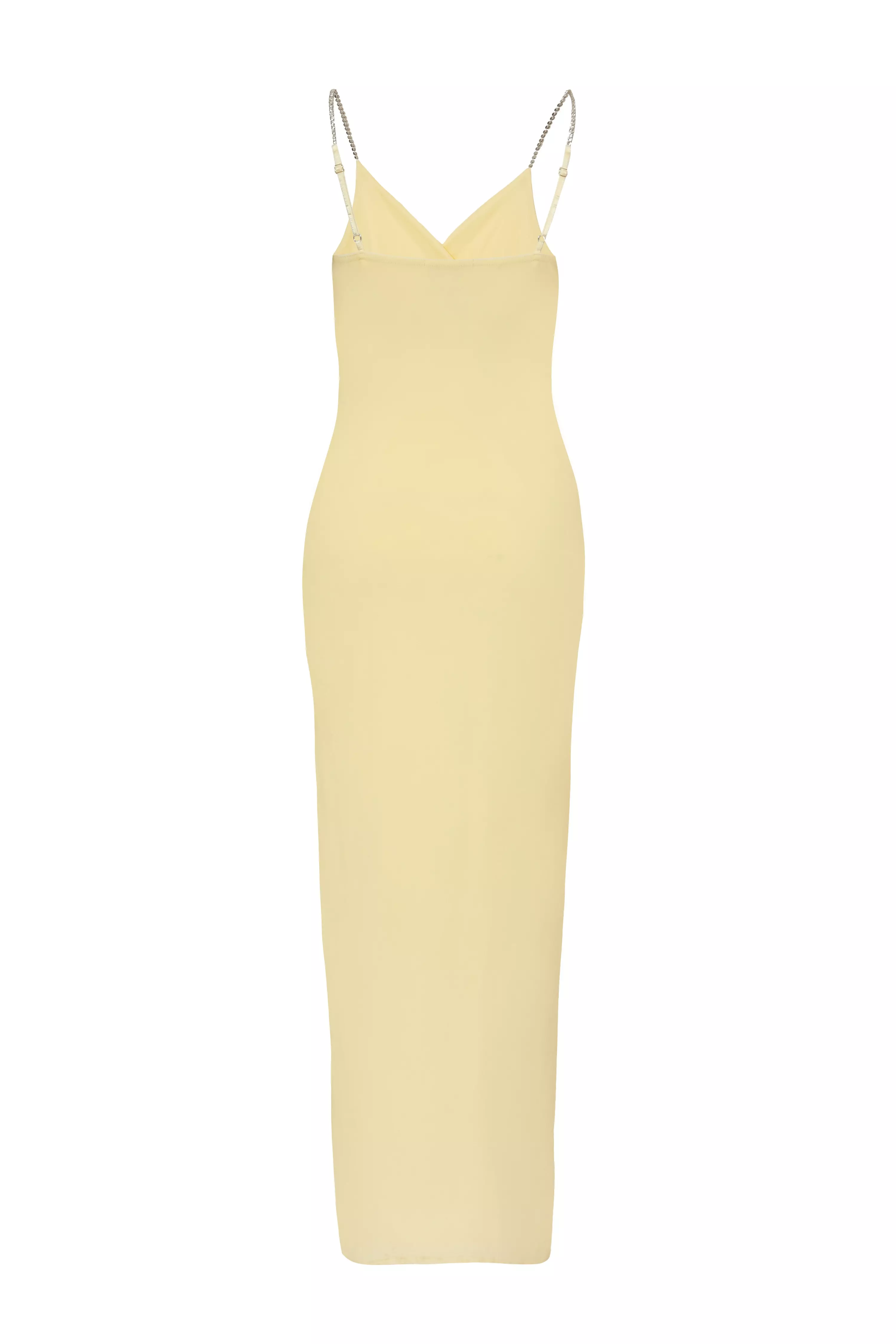 Petite Lemon Diamante Strap Maxi Dress