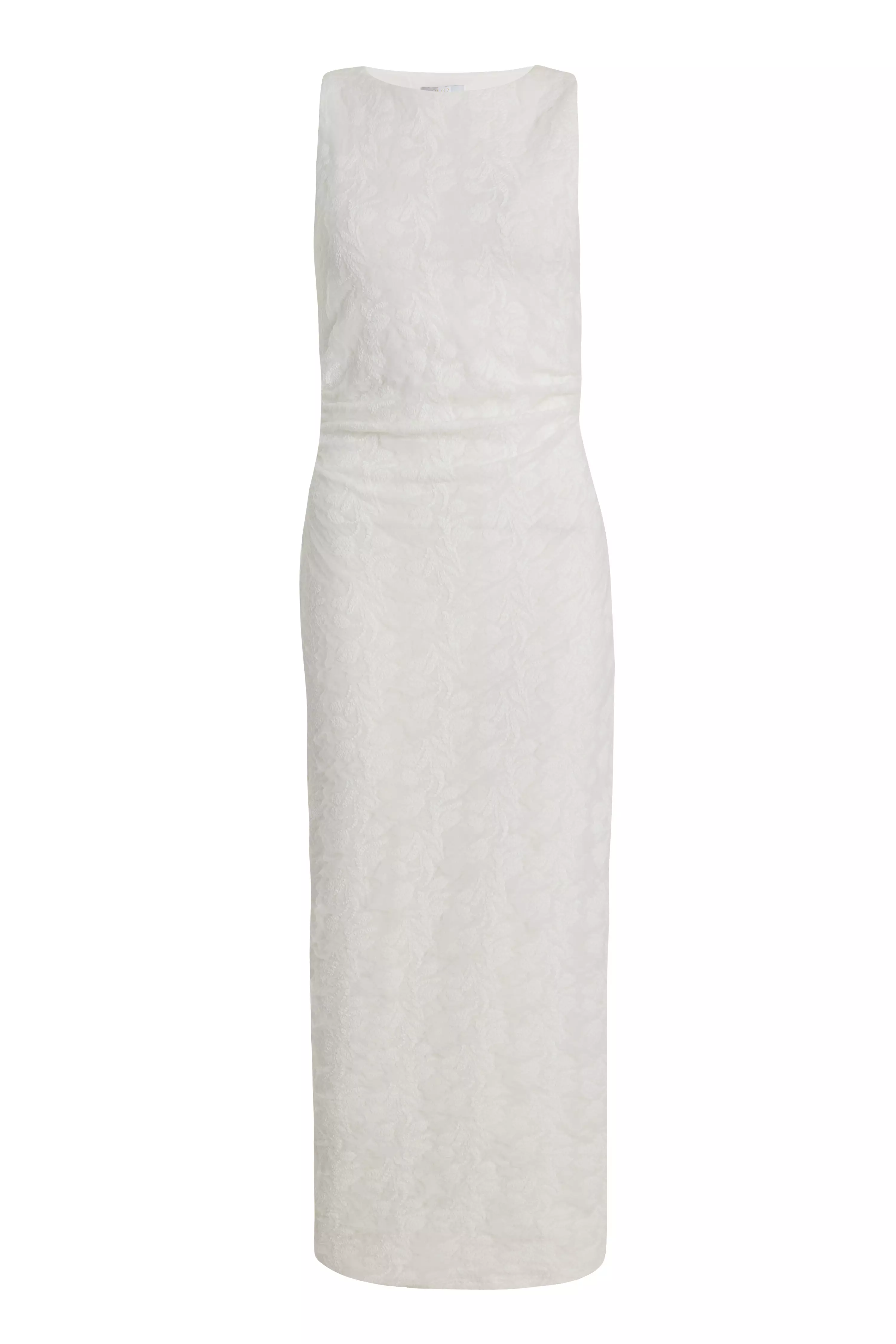 Petite White Jacquard Midaxi Dress