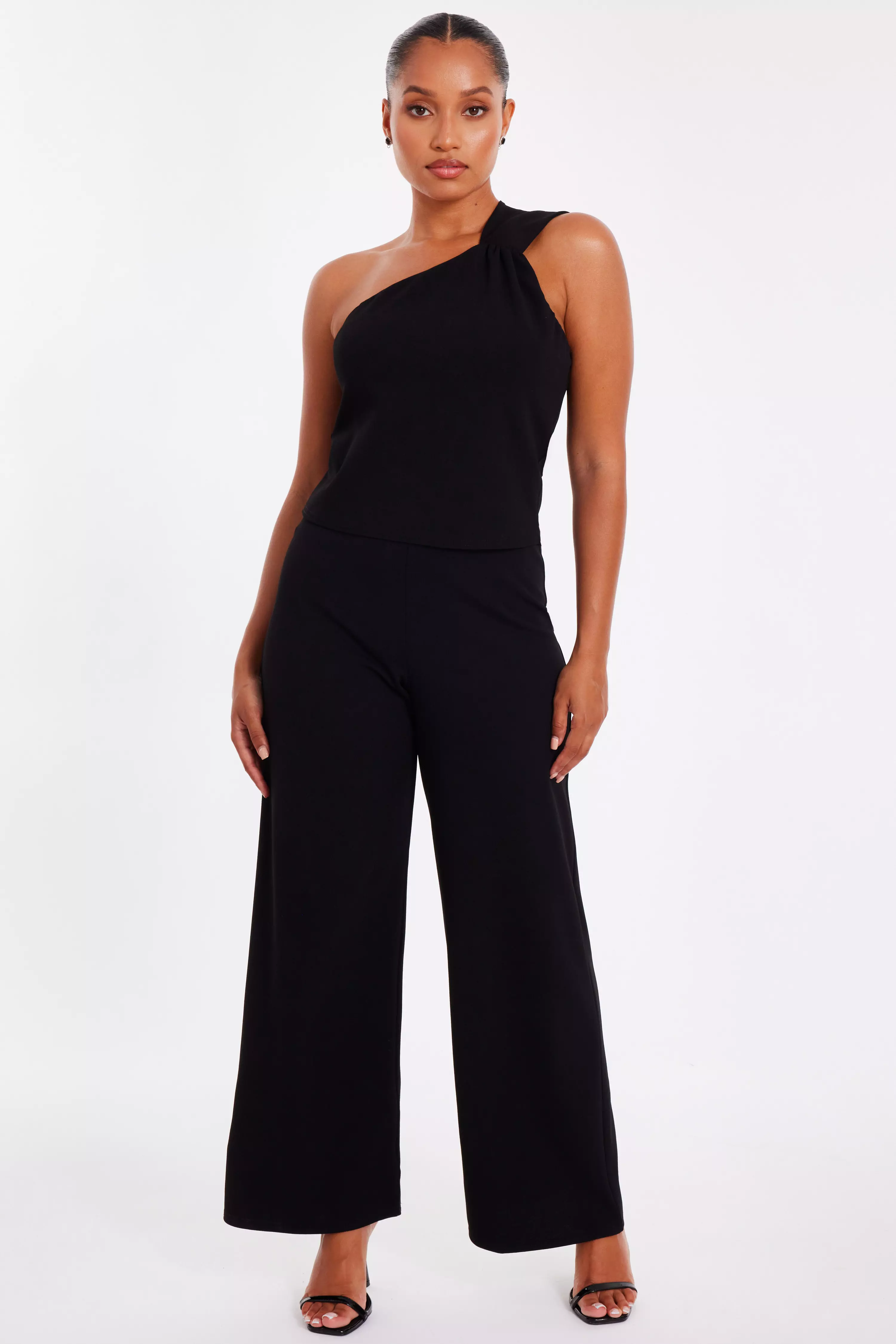 Petite Black Knot Detail Jumpsuit