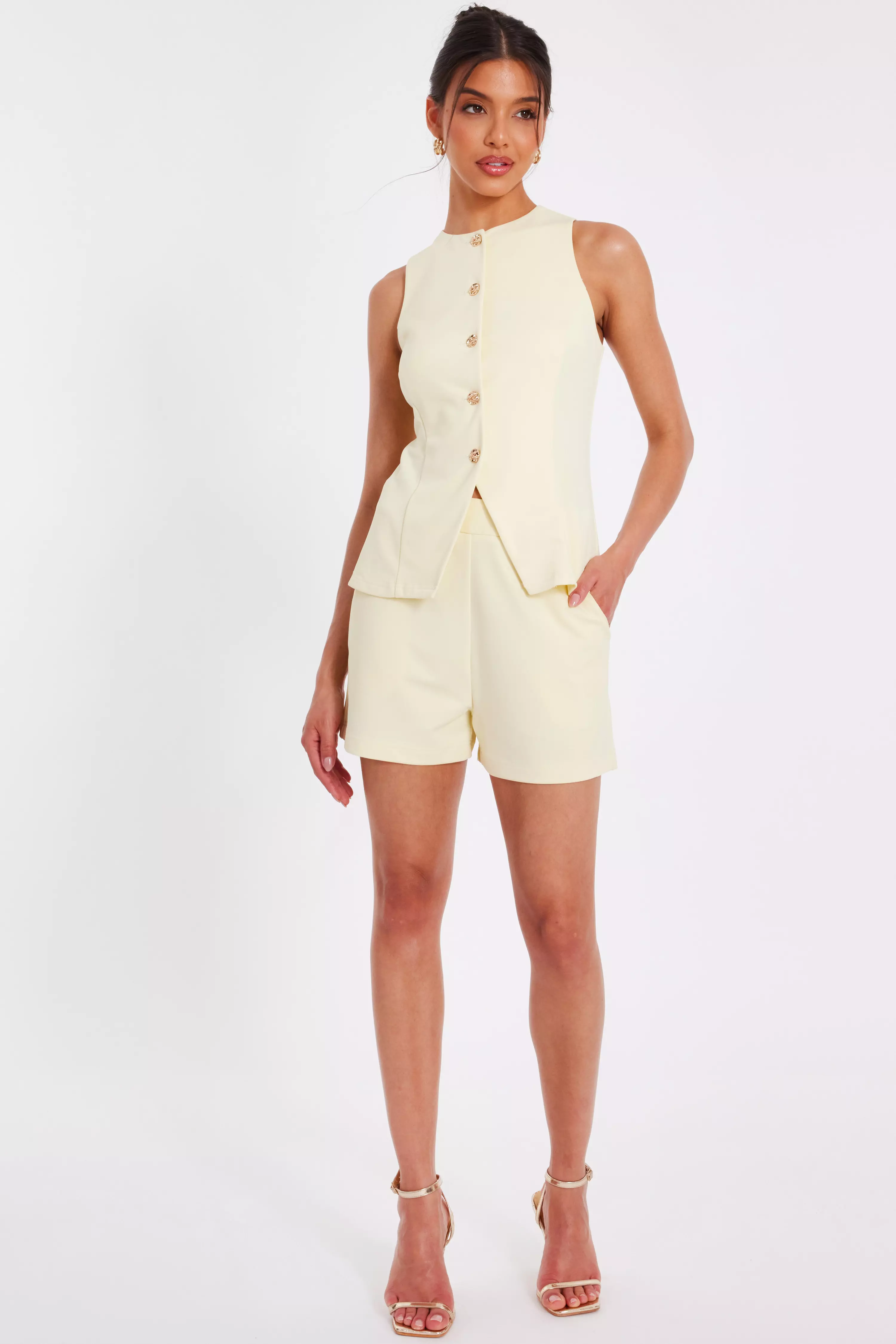 Yellow Woven Tailored Shorts
