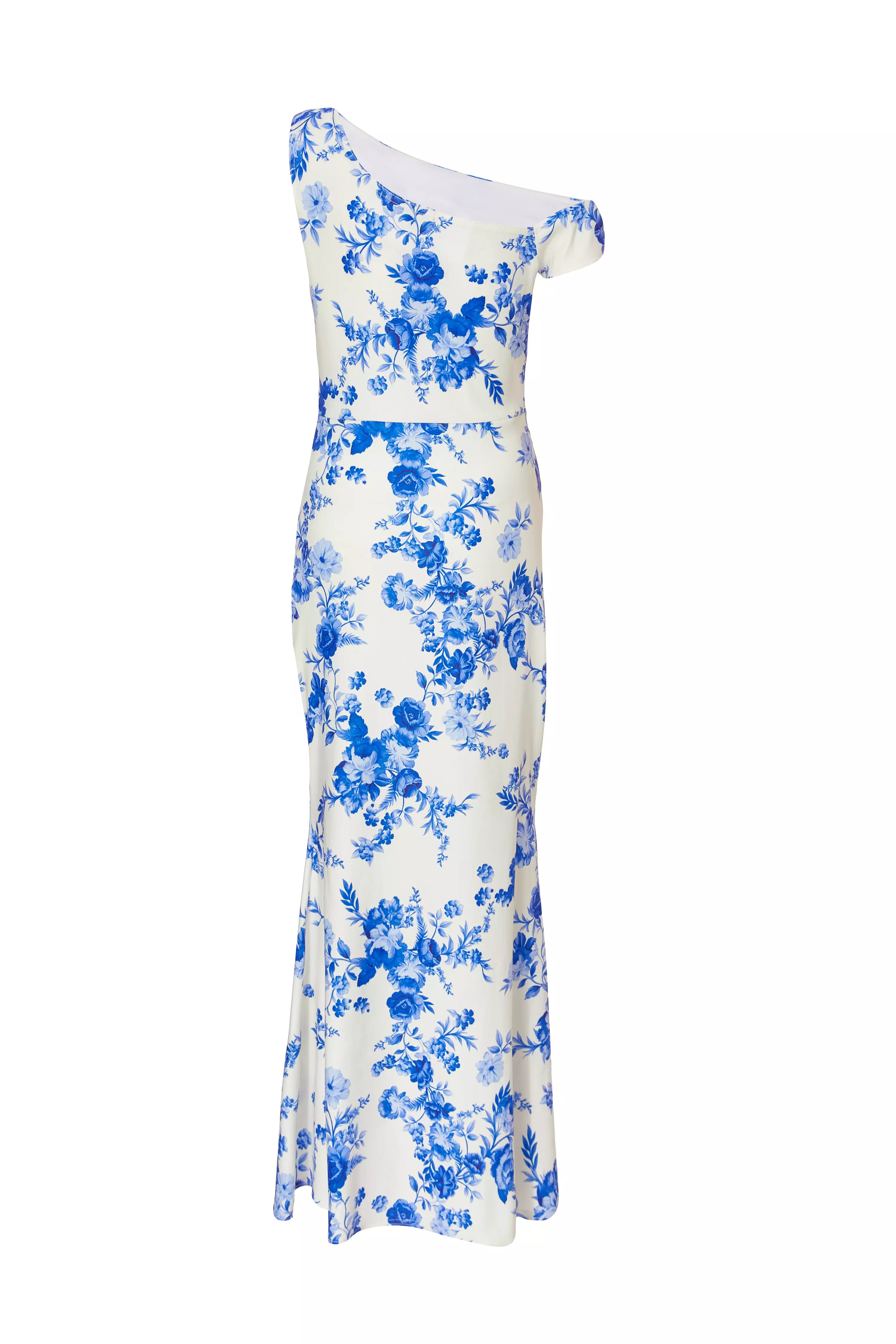 Blue Floral Drop Sleeve Maxi Dress