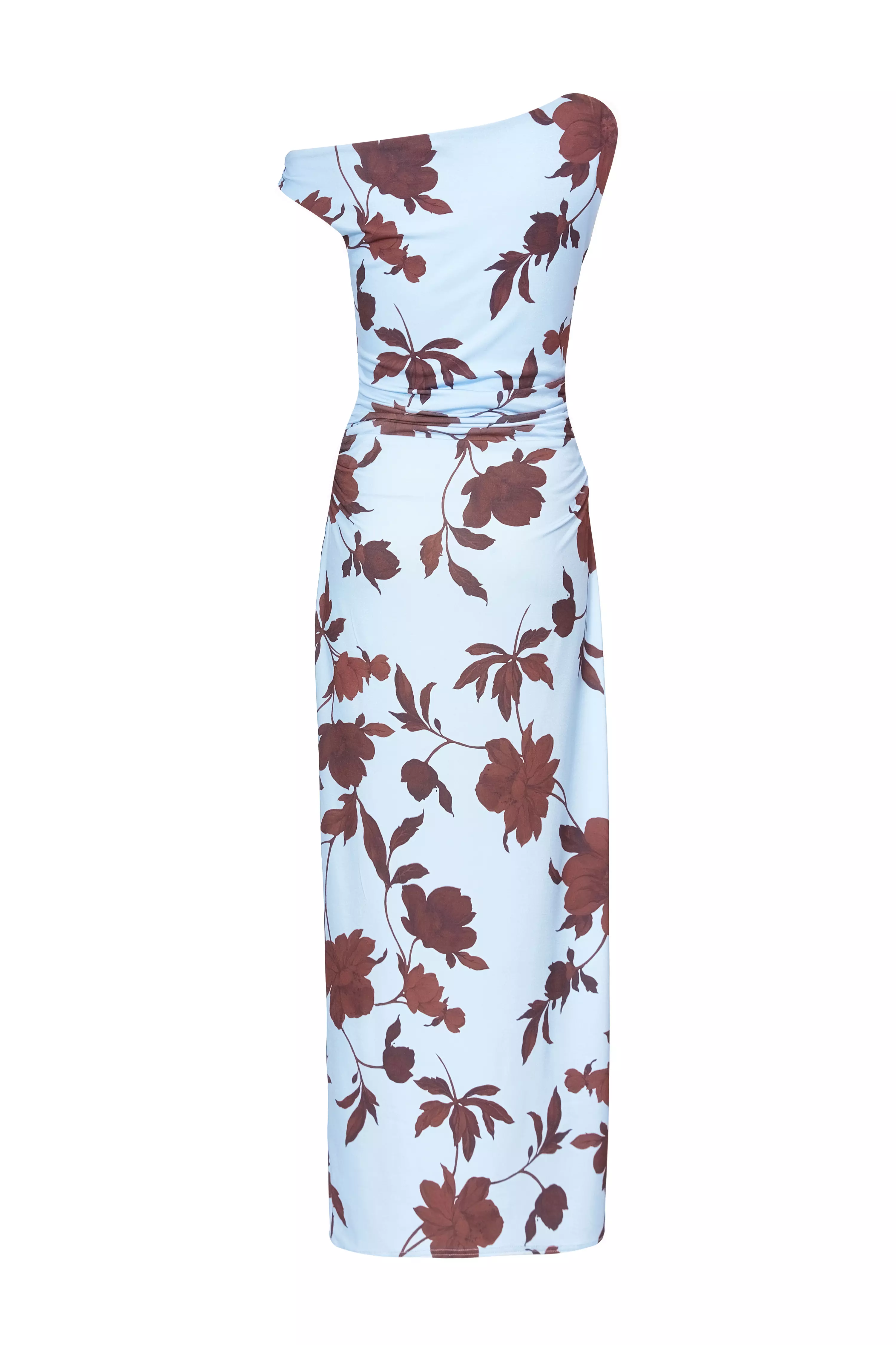 Pale Blue Floral Asymmetric Midaxi Dress