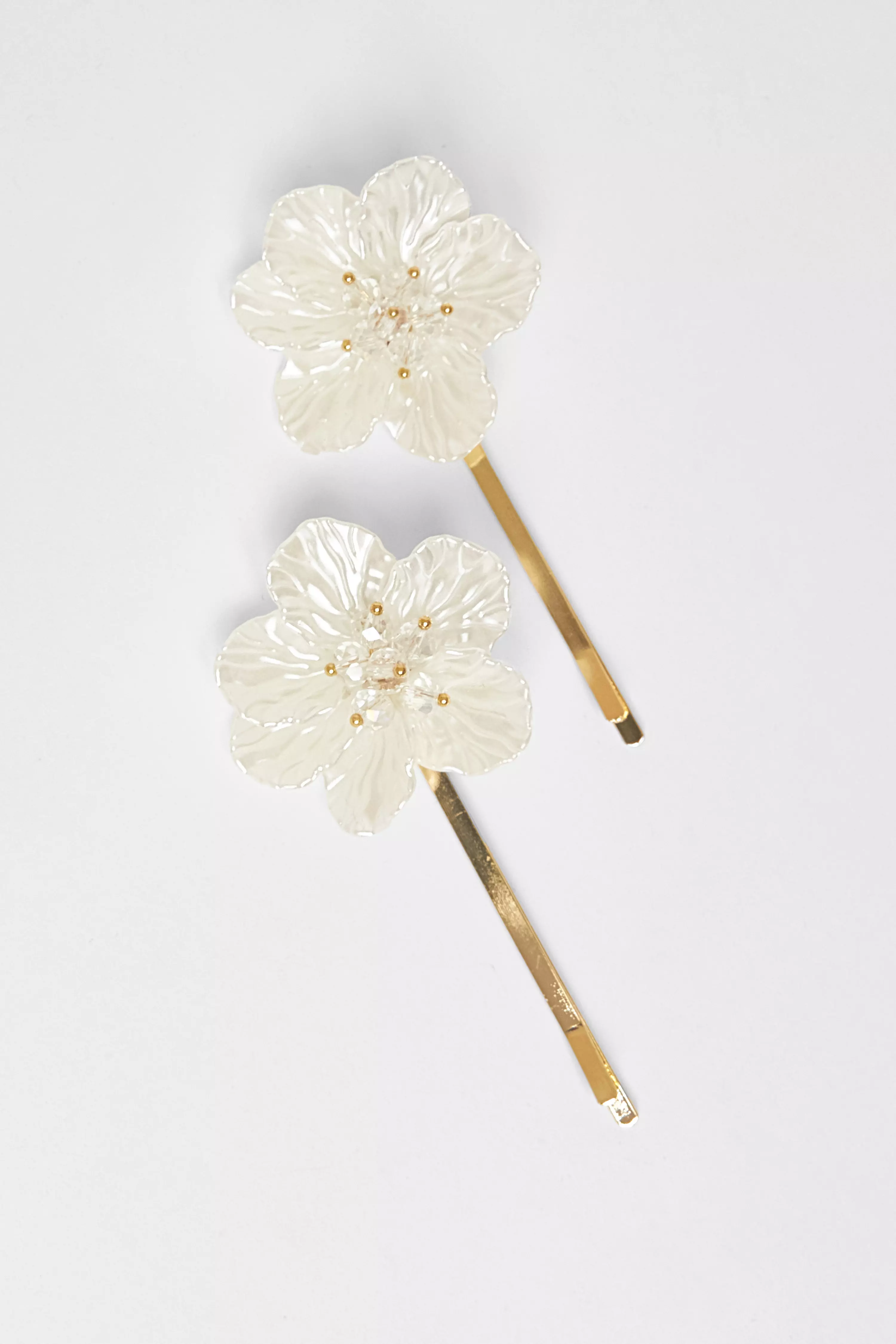 White Floral Hair Slides