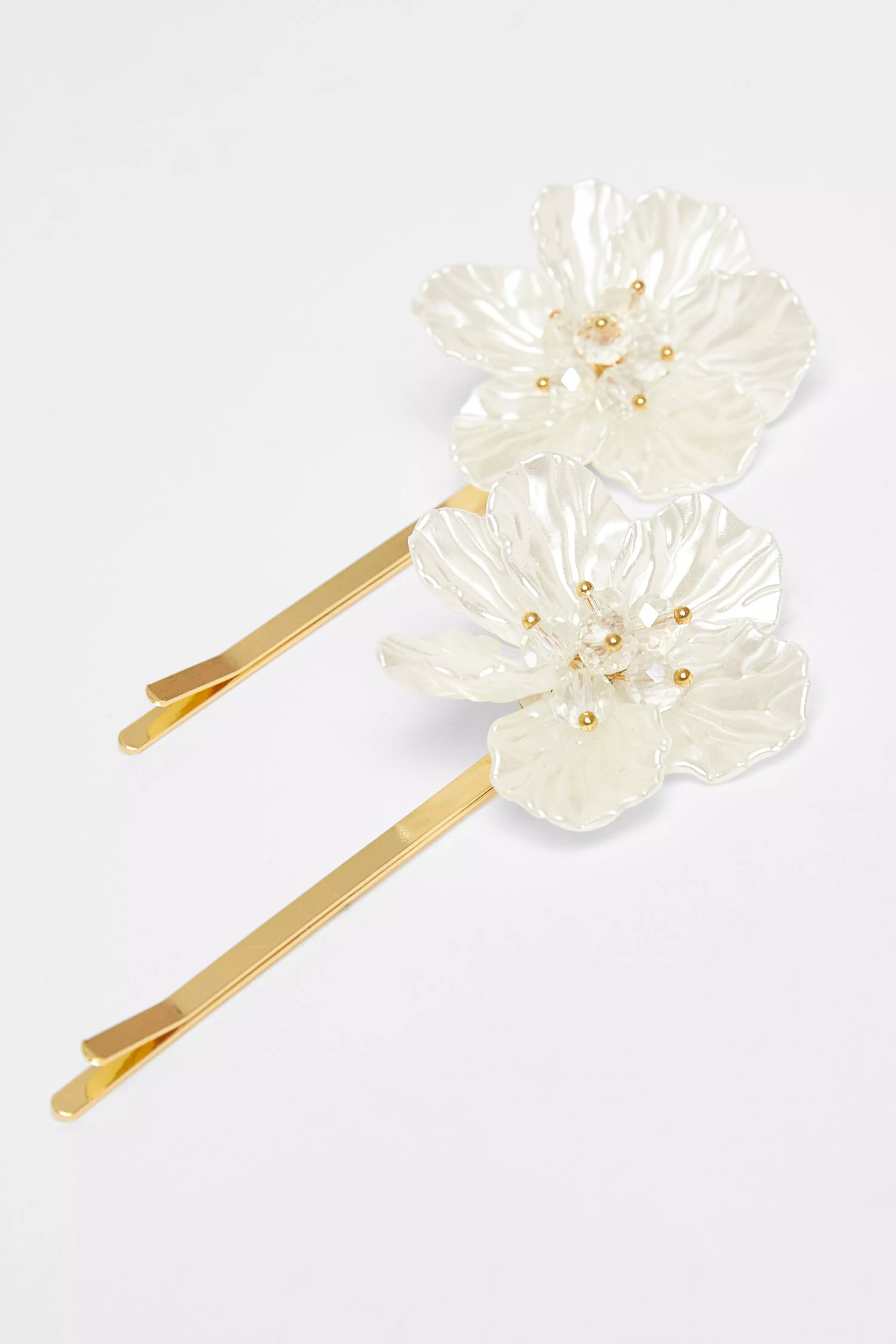 White Floral Hair Slides