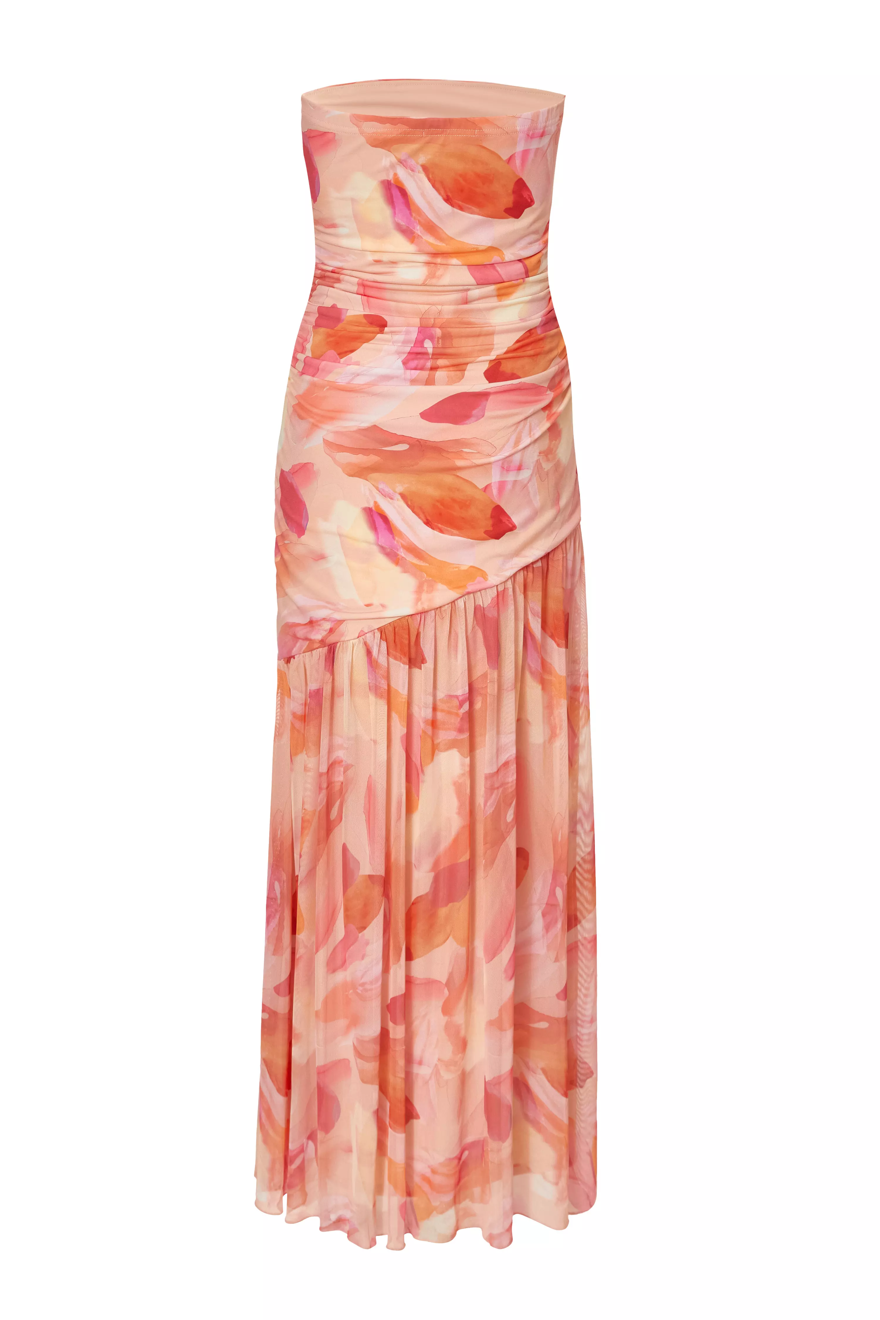 Coral Mesh Floral Midaxi Dress