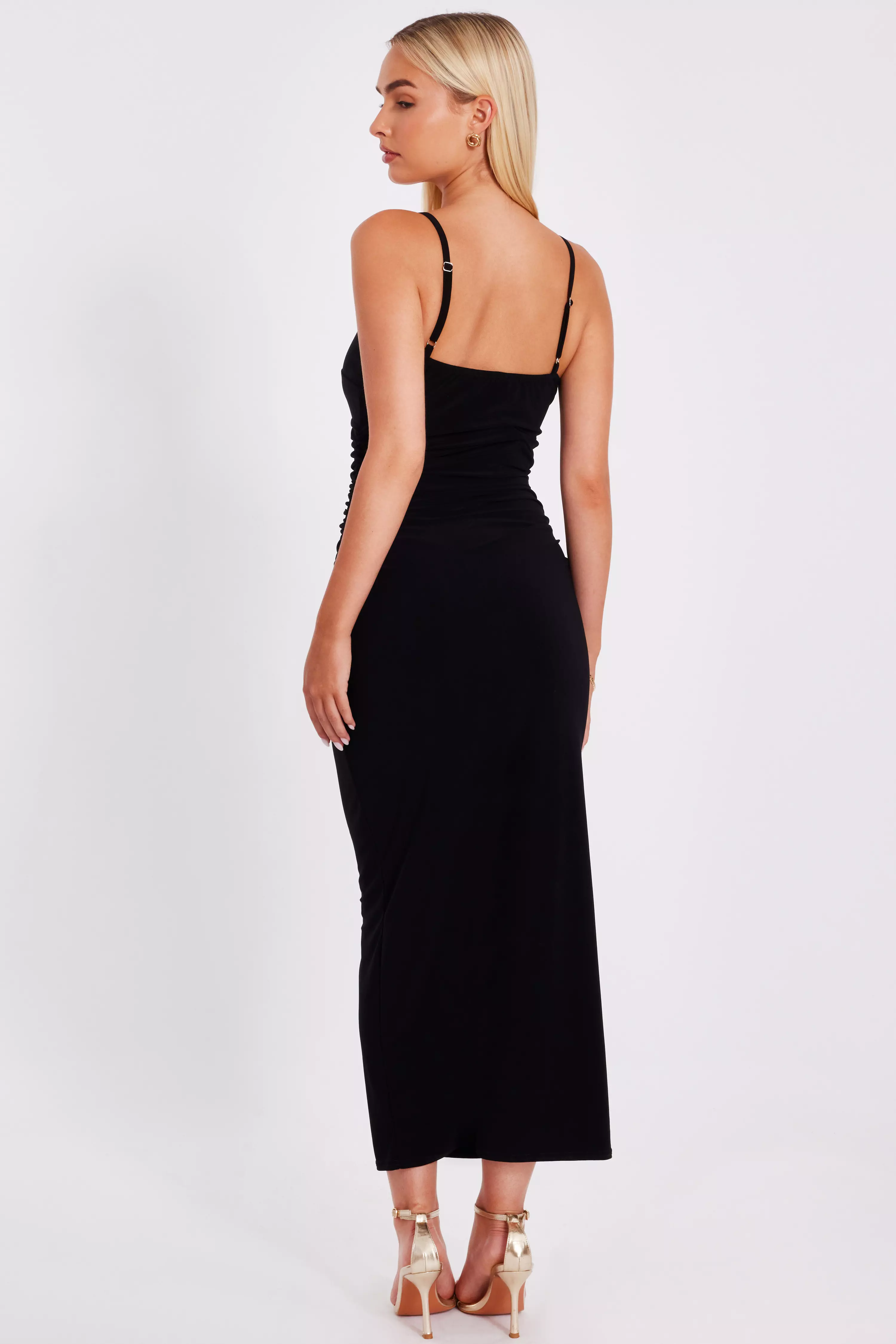 Black Knot Detail Midaxi Dress